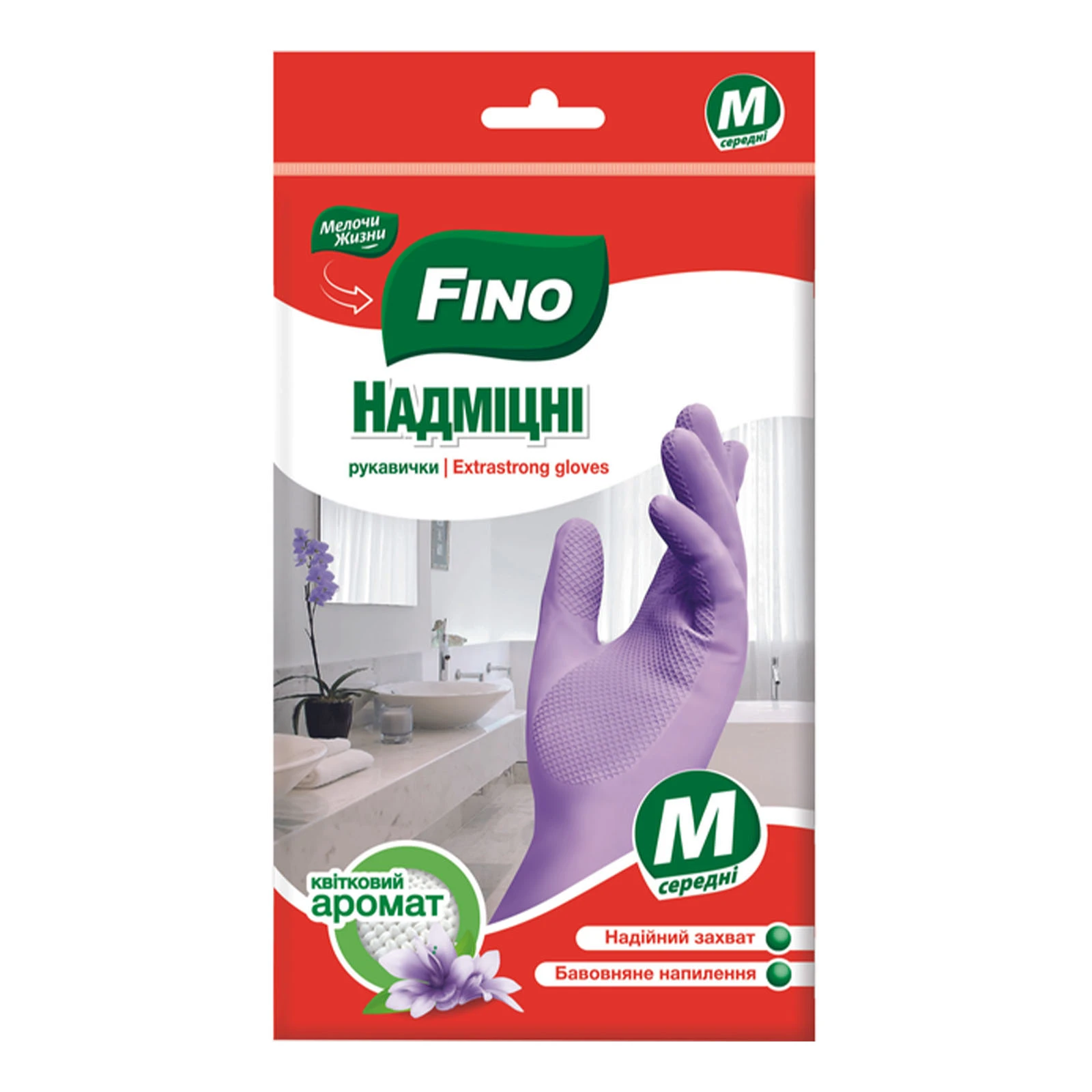 Рукавички Fino надміцні середні M квітковий аромат Фото №:1