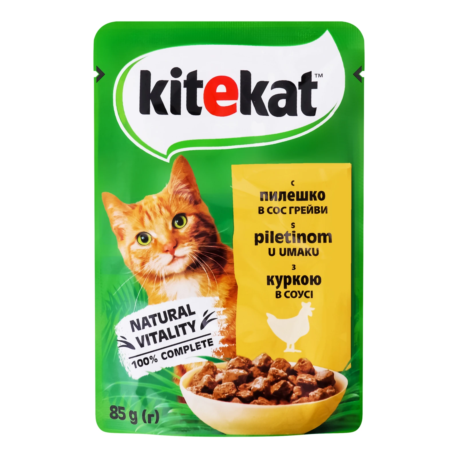 Корм консервований Kitekat З куркою в соусі повнораціонний для дорослих котів 85г Фото №:1