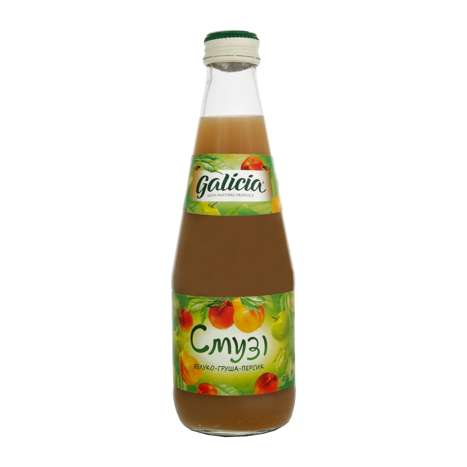Сік Galicia Смузі яблуко-груша-персик з м'якоттю із суміші фруктів стрелізований 0.3л Фото №:1