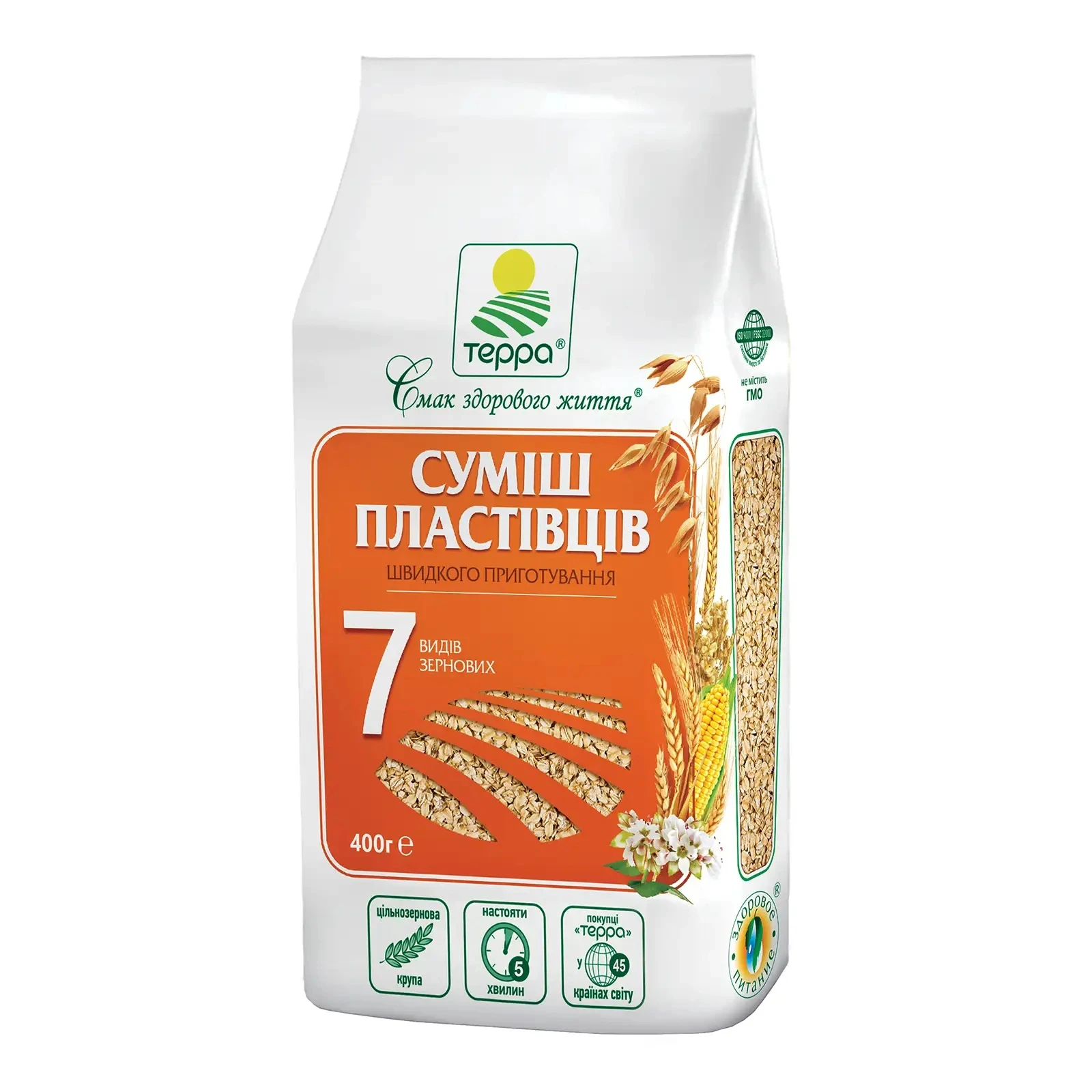 Пластівці Терра 400г суміш 7 видів зернових п/е Фото №:1