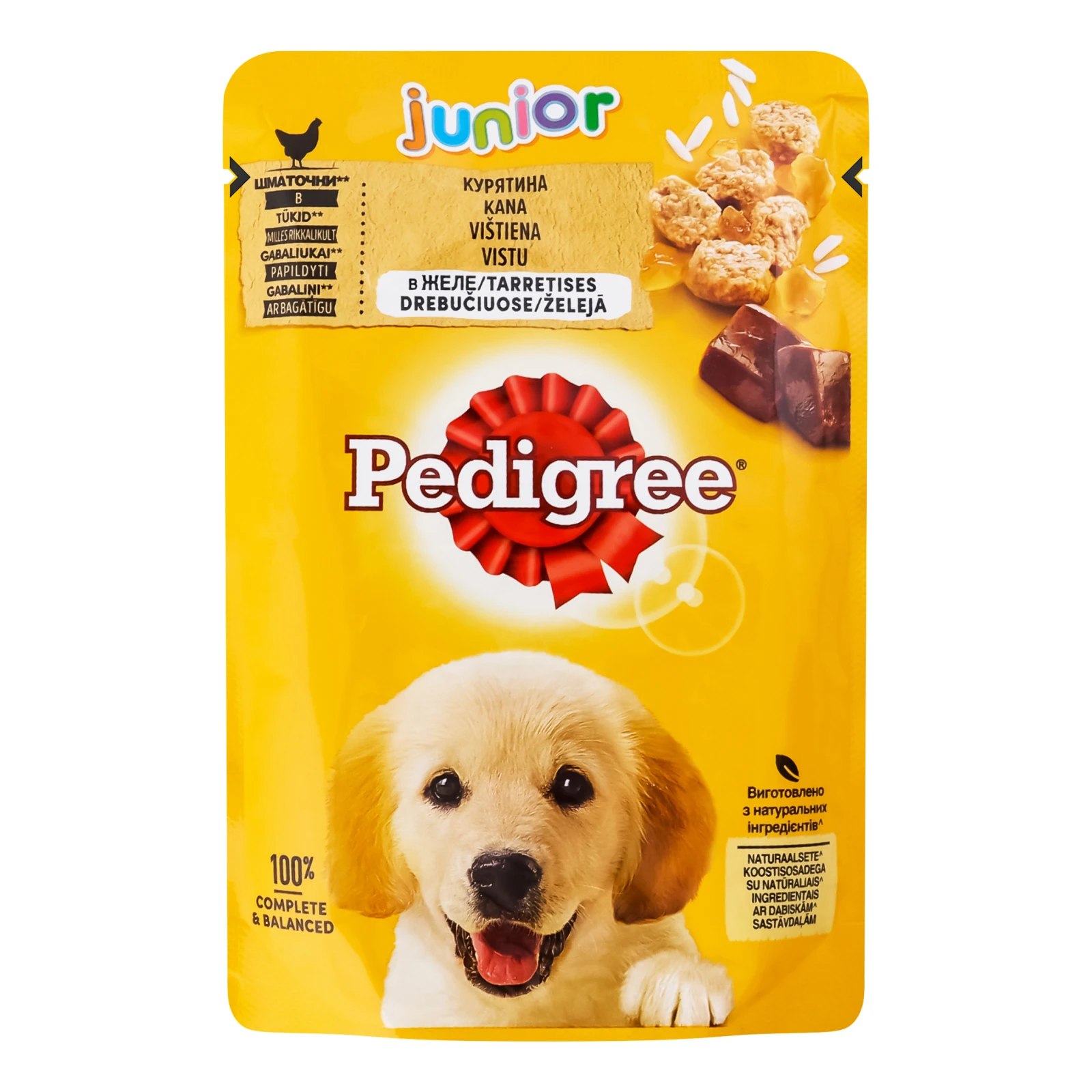 Корм консервований Pedigree Junior З куркою в желе повнораціонний для цуценят 100г Фото №:1