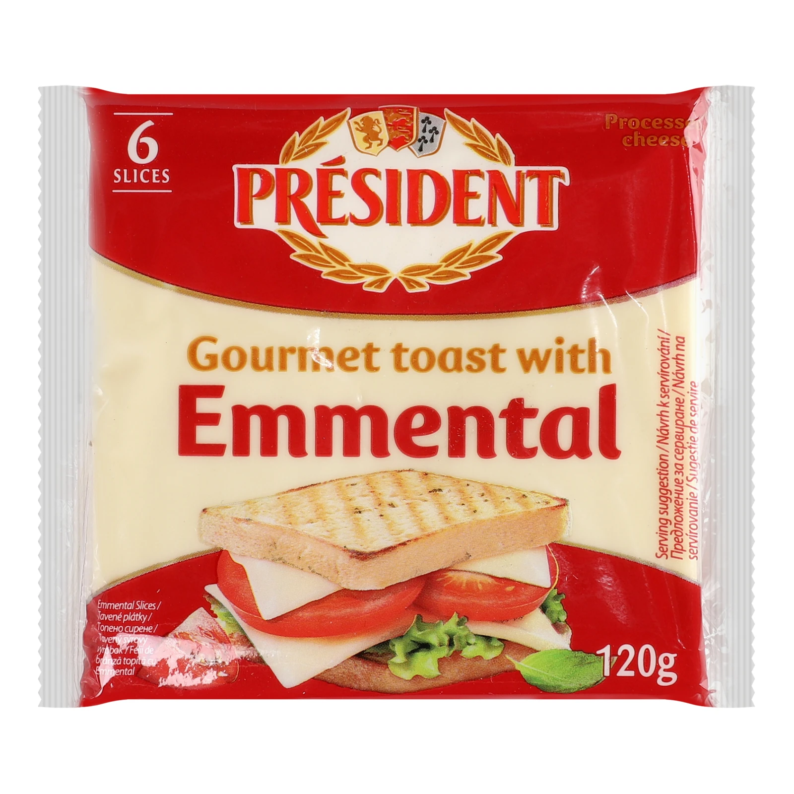 Сир плавлений President з Емменталем для тостів у скибках 40% 120г Фото №:1