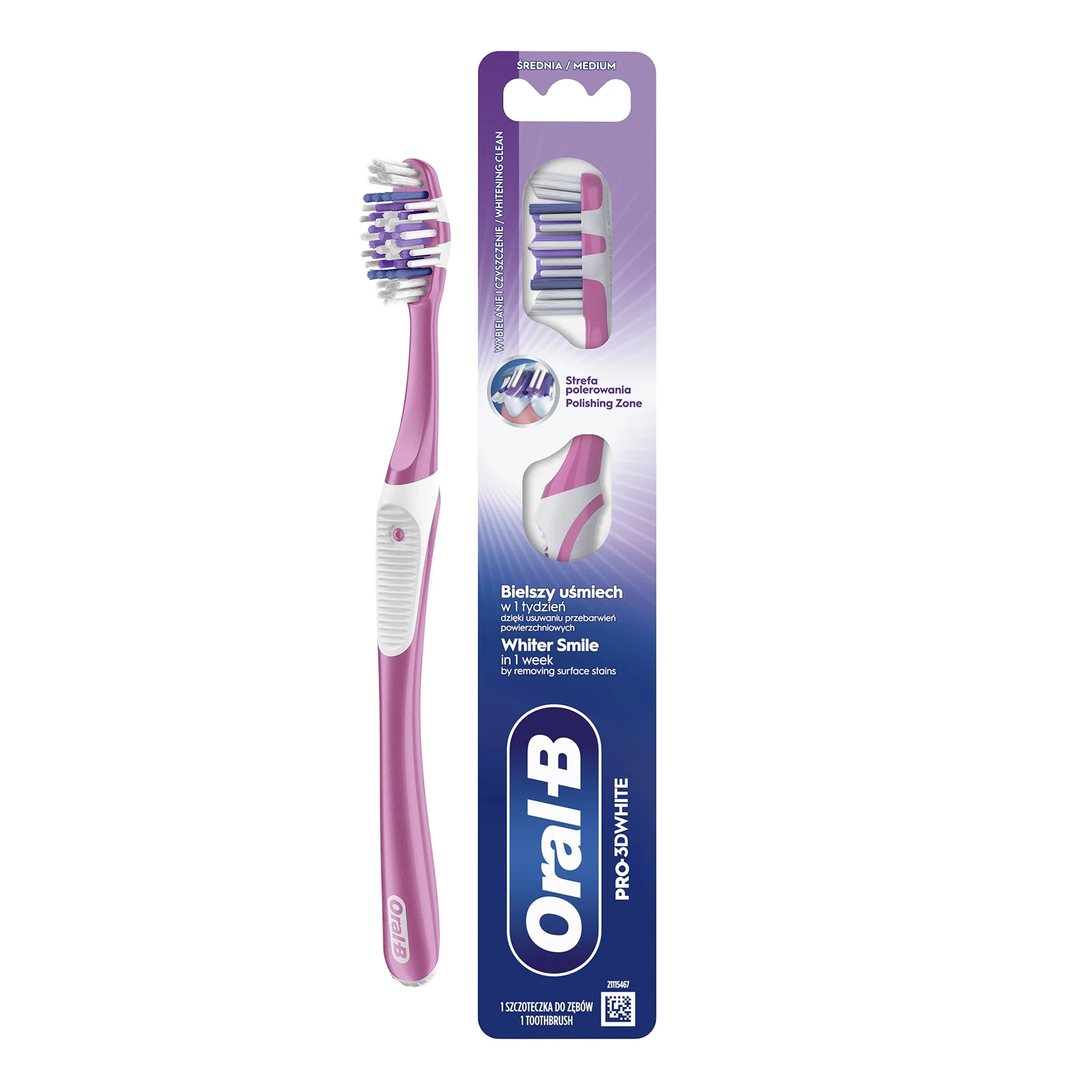 Щітка зубна Oral-B 3D White Medium 1шт Фото №:1