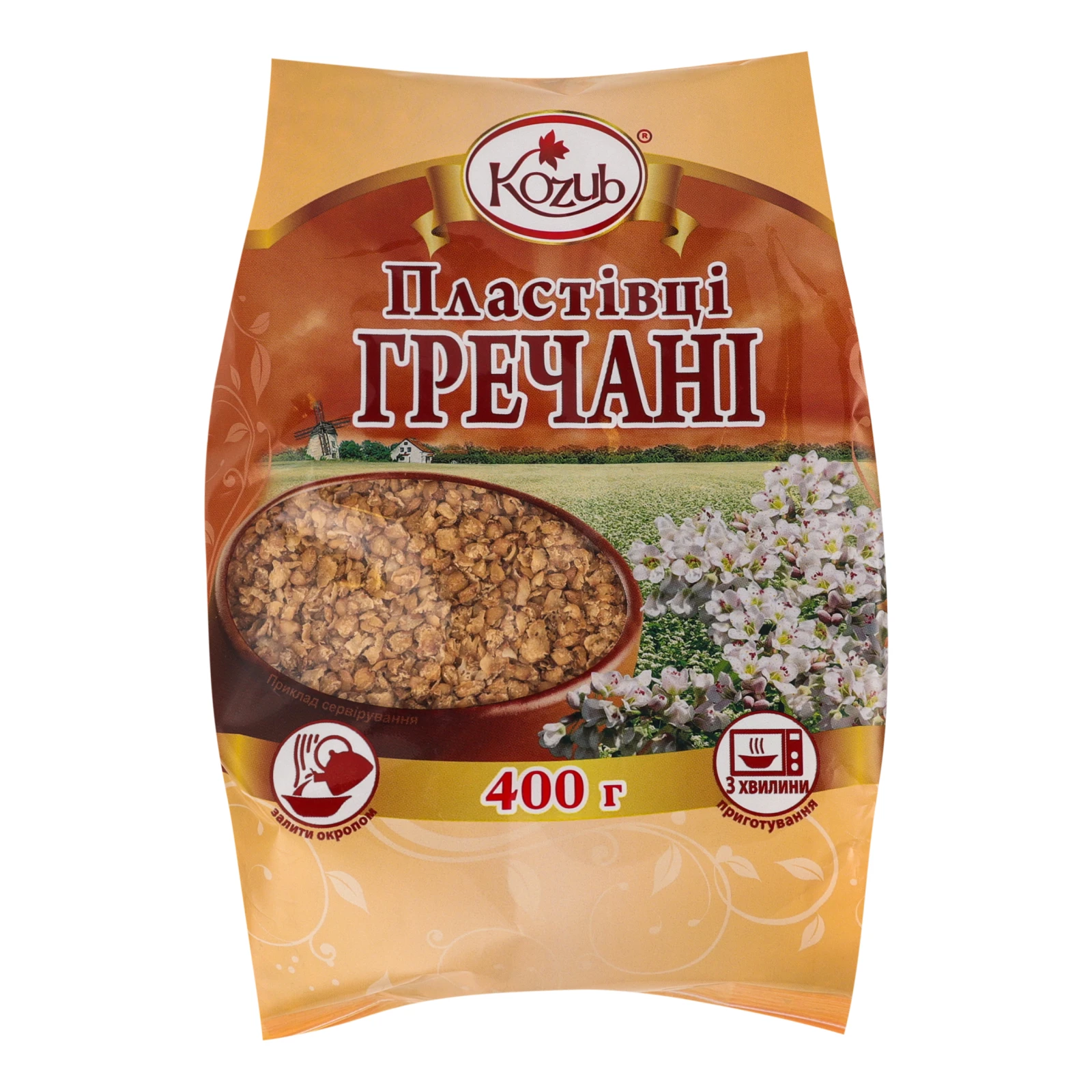 Пластівці Козуб 400г гречані п/е Фото №:1