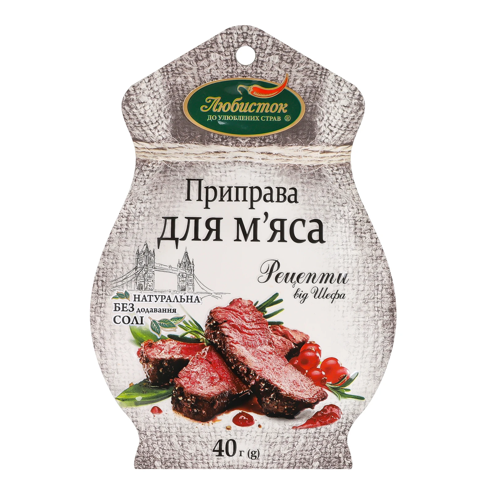 Приправа Любисток Рецепти від шефа для м'яса без солі 40г Фото №:1