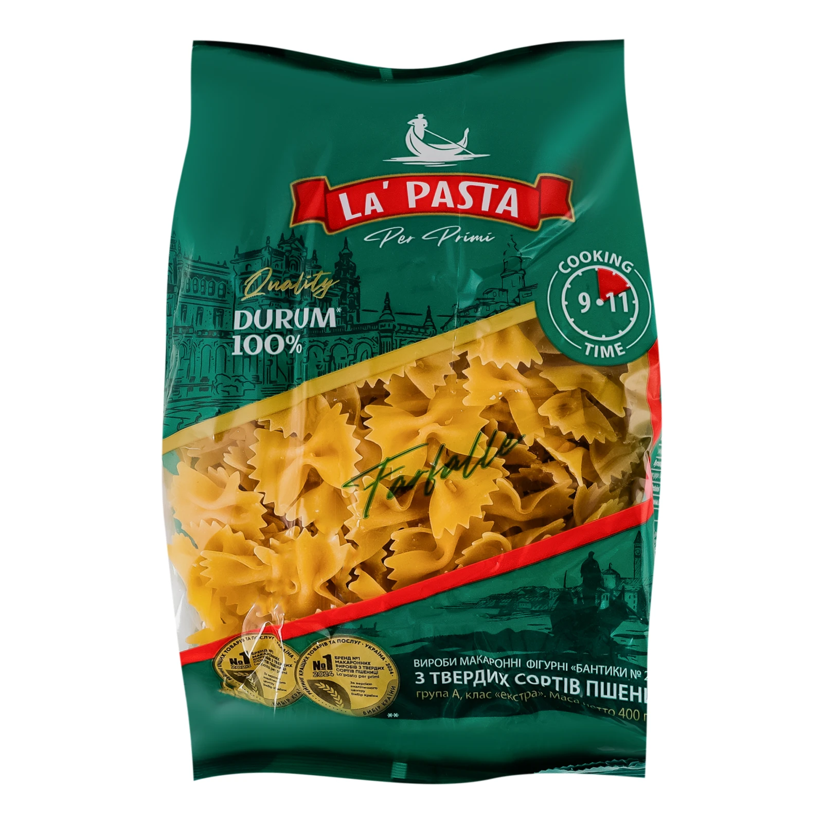 Макаронні вироби La Pasta Per Primi з твердих сортів пшениці Бантики №2001 400г Фото №:1