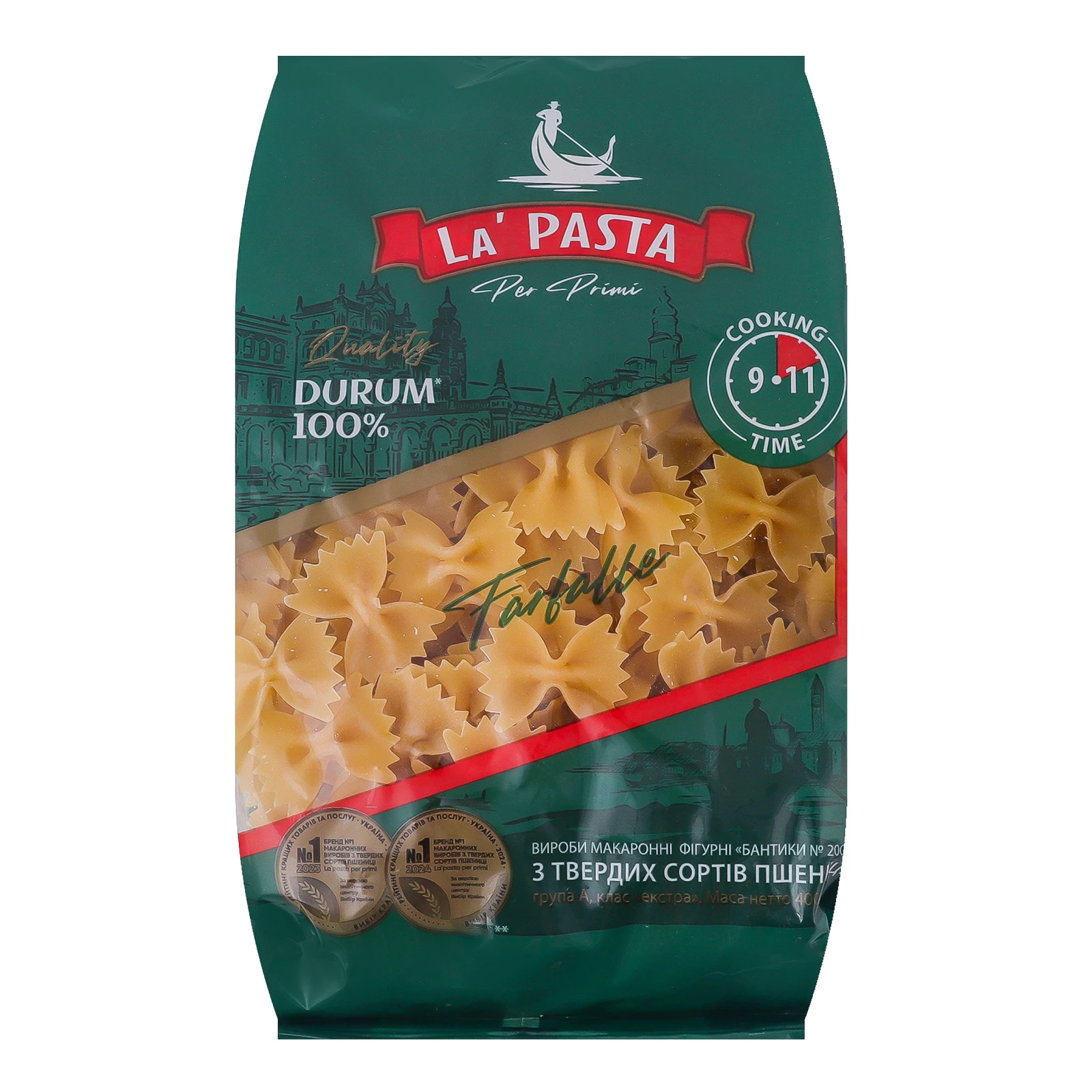Вироби макаронні La Pasta Per Primі Farfella з твердих сортів пшениці 400г Фото навігації №:1
