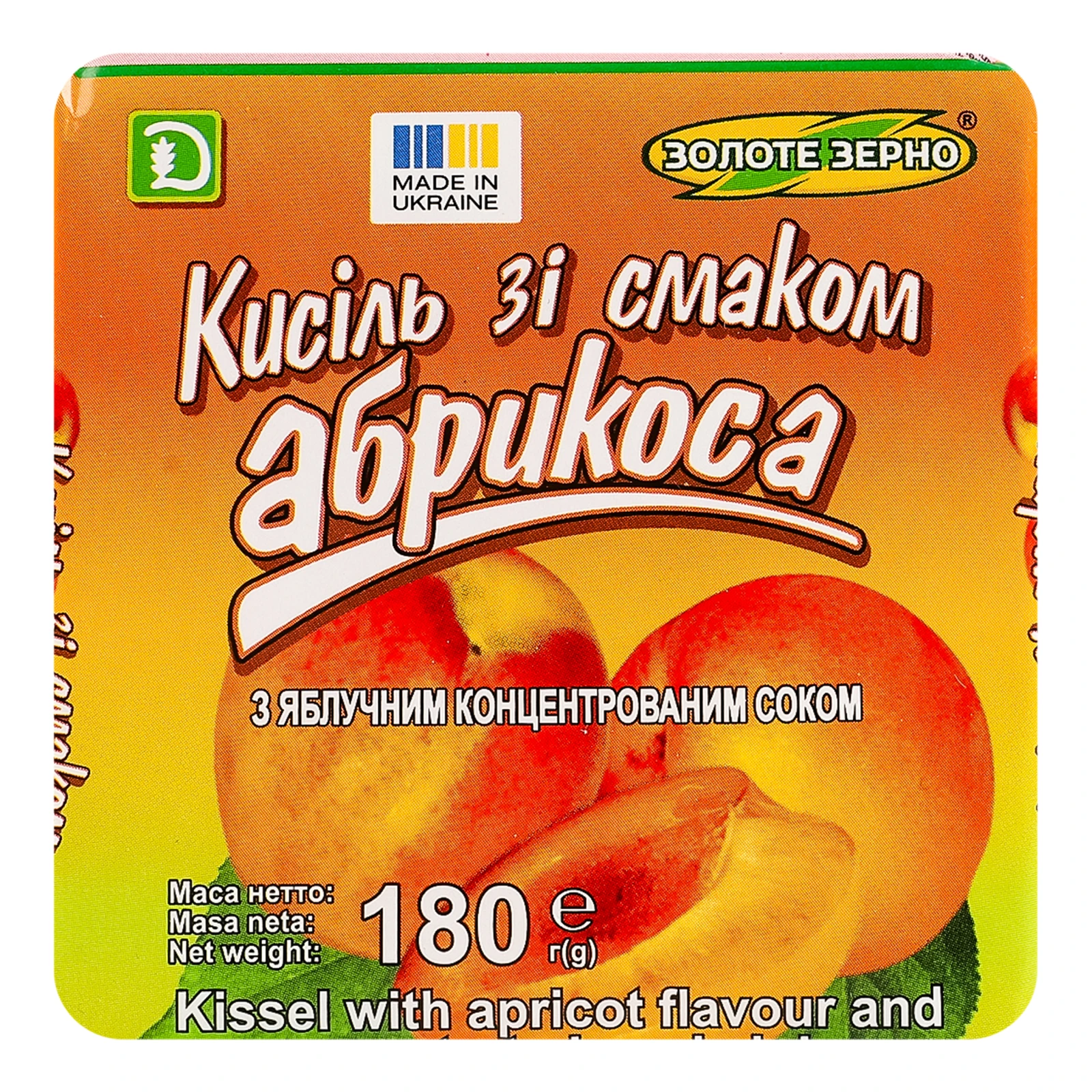 Кисіль Золоте Зерно з яблучним концентрованим соком зі смаком абрикоса 180г Фото №:1