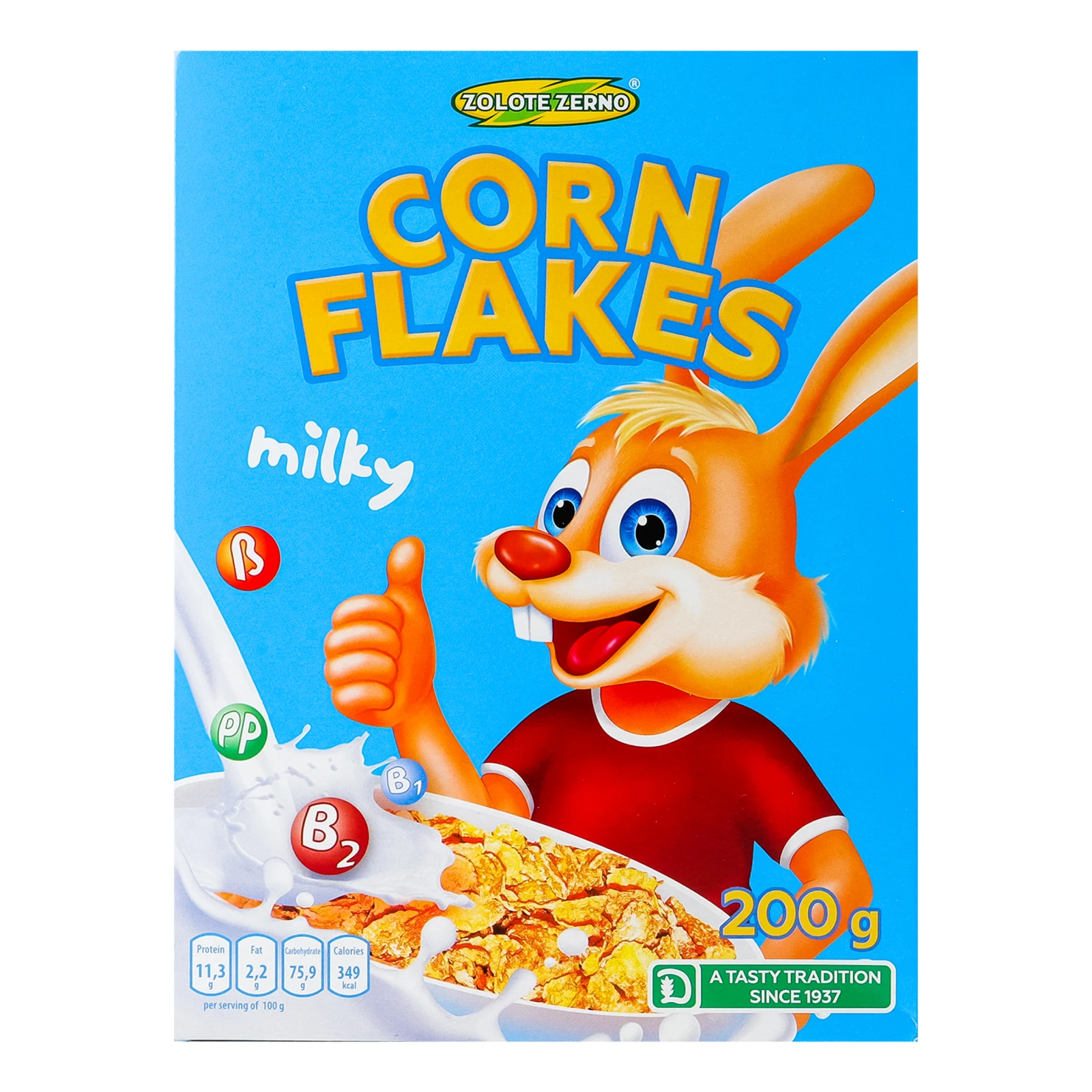 Сніданок сухий Золоте Зерно пластівці кукурудзяні Молочні глазуровані цукровою глазур'ю з молоком 200г Фото №:2