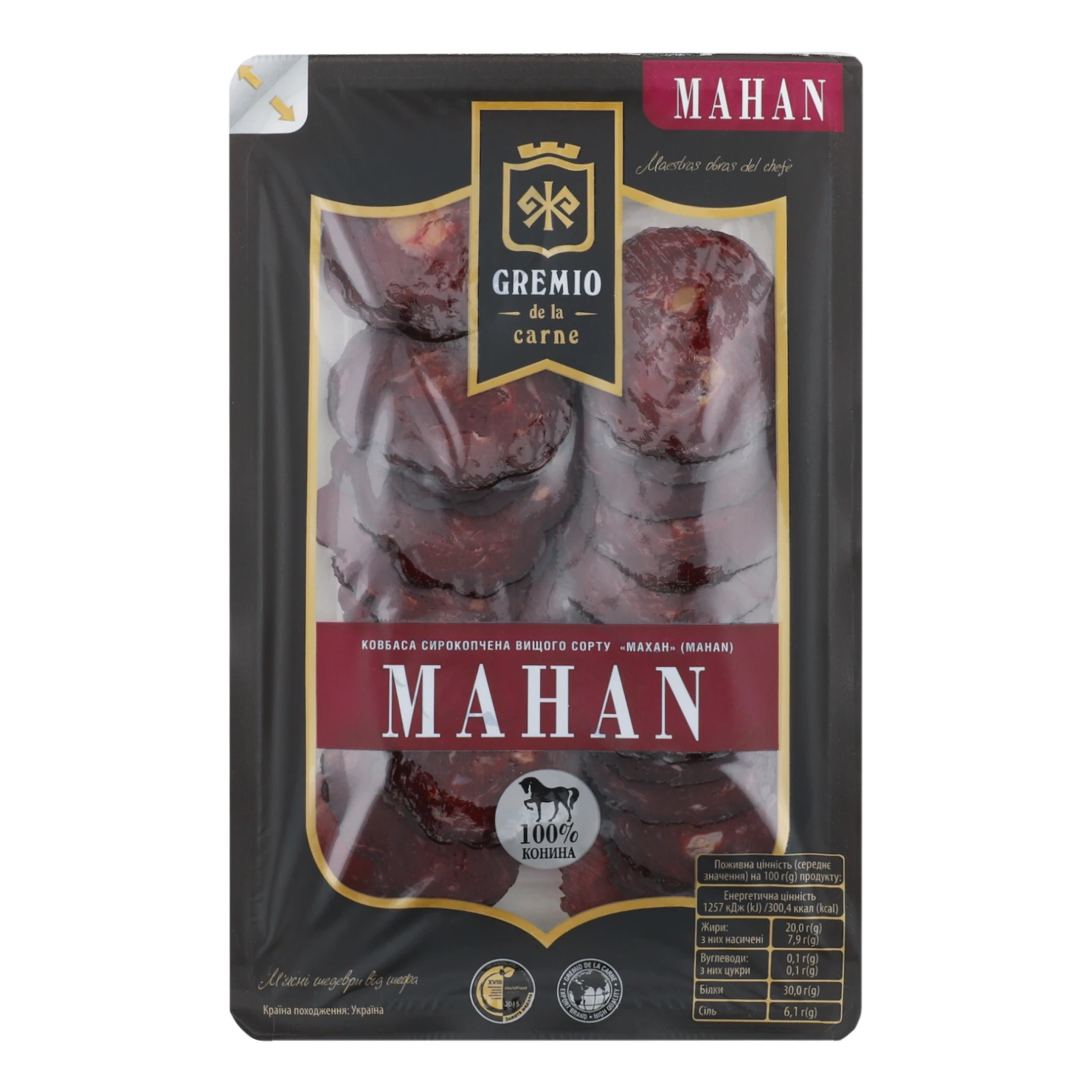Ковбаса Gremio de la carne Mahan сирокопчена 0.075кг Фото №:1