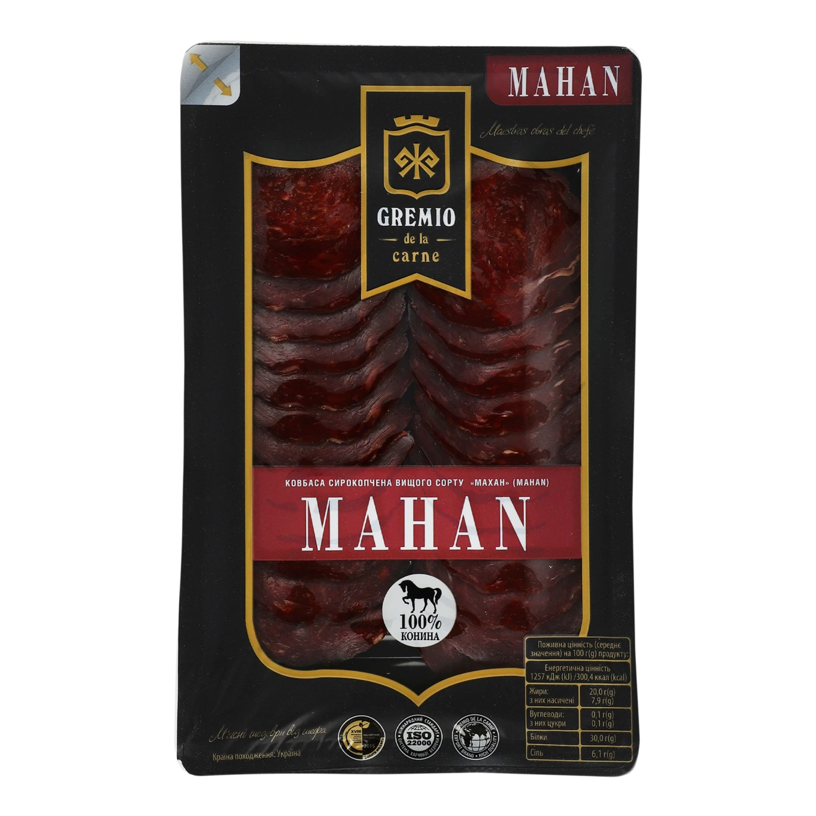 Ковбаса Gremio de la carne Mahan сирокопчена 0.075кг Фото №:1