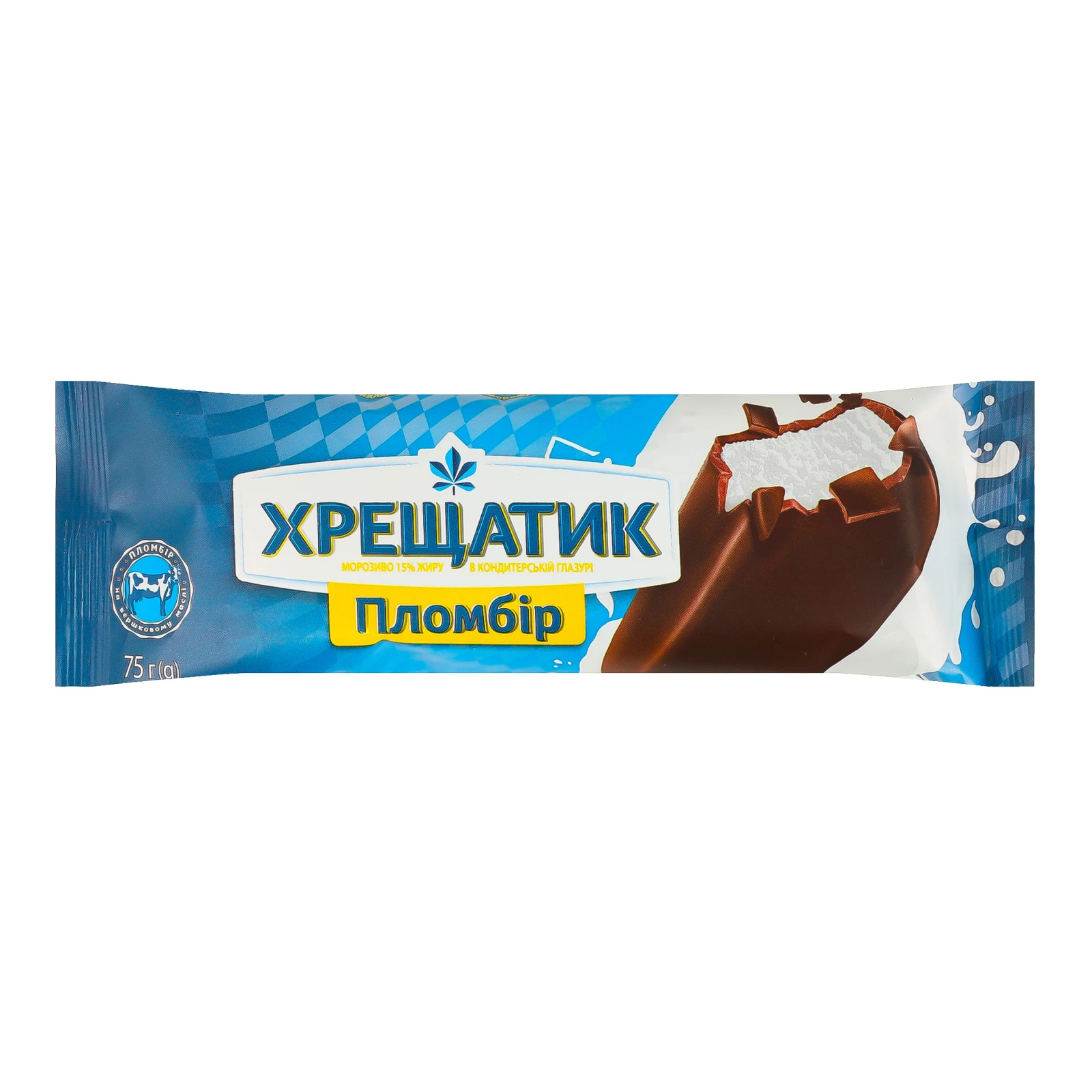 Морозиво Хрещатик пломбір в кондитерській глазурі 15% 75г Фото №:1