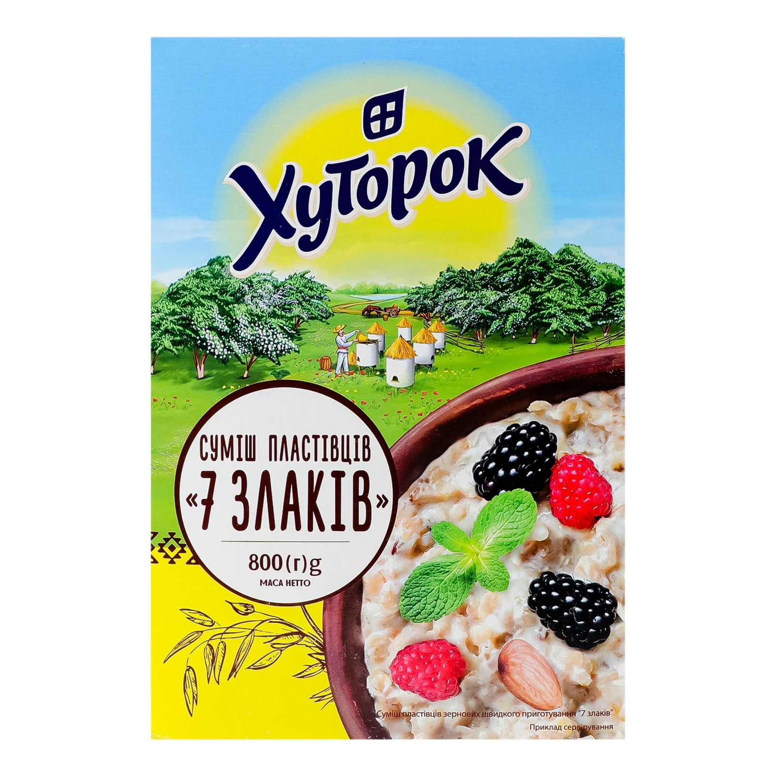 Пластівці Хуторок 800г 7 злаків к/к Фото №:1