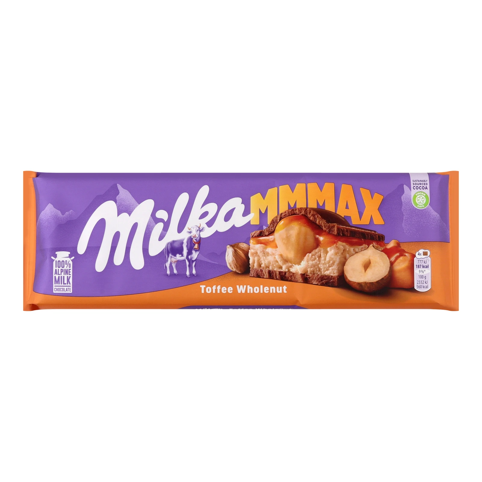 Шоколад Milka Mmmax молочний з цілими лісовими горіхами молочною та карамельною начинкою 300г Фото навігації №:1