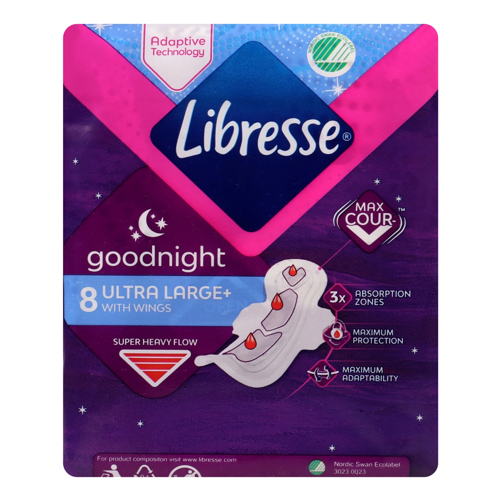 Прокладки гігієнічні Libresse Goognight Ultra Large+ 8шт/уп Фото навігації №:1