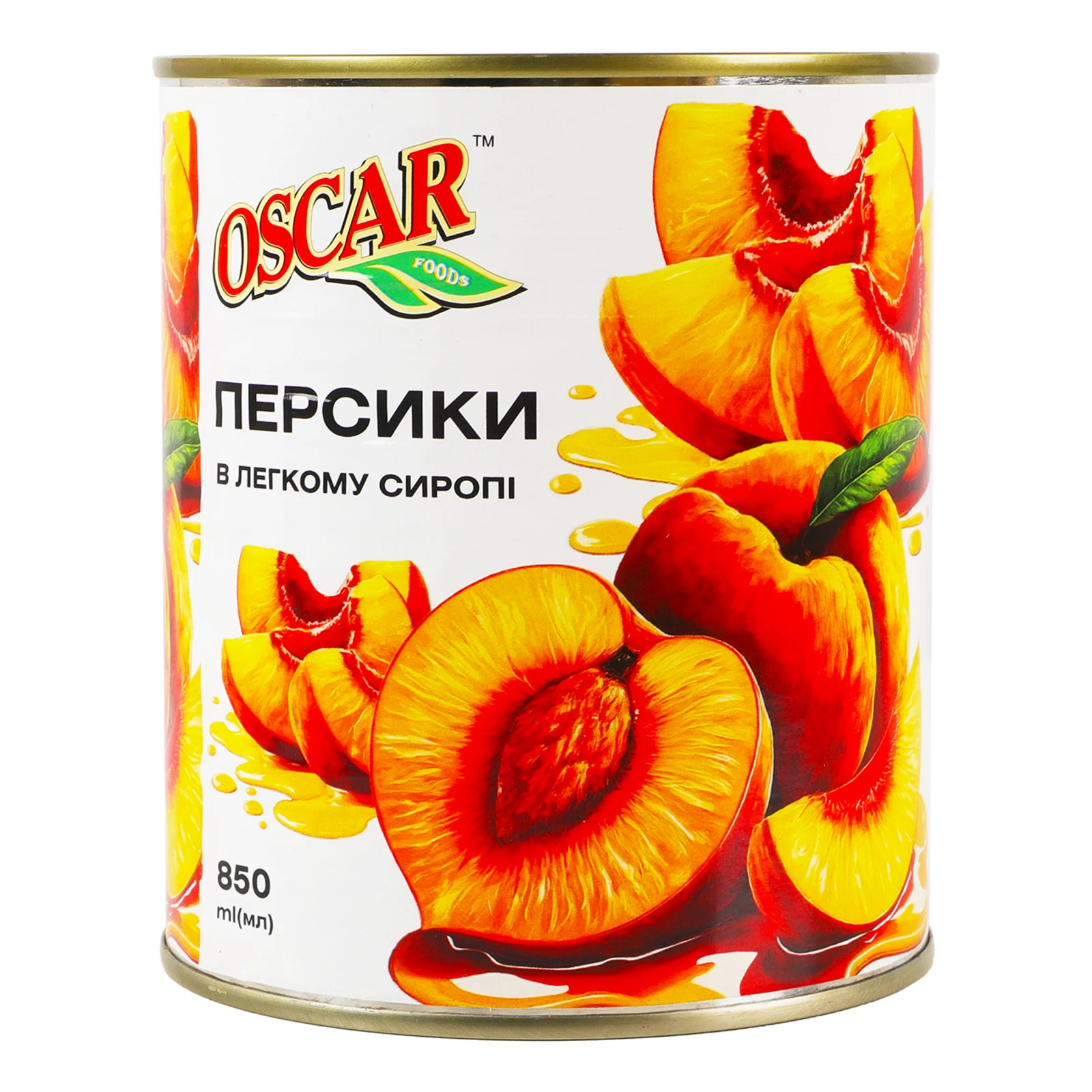 Персики Oscar foods половинки в легкому сиропі 820г