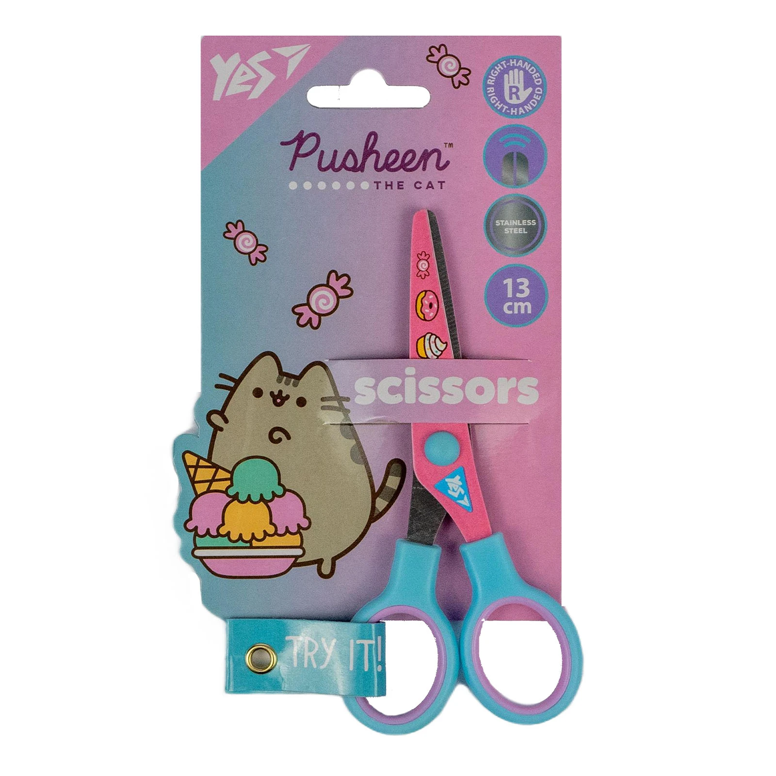 Ножиці Yes Pusheen дитячі з принтом на лезі 13см Фото №:1
