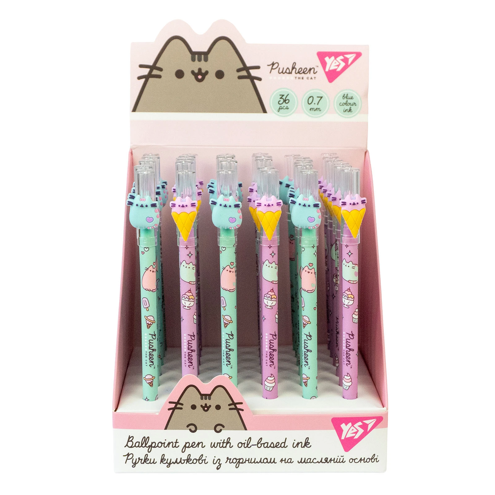 Ручка масляна YES Pusheen 0,7мм синя Фото №:1