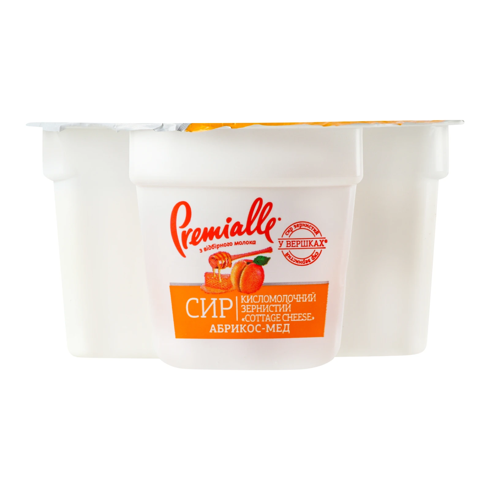 Сир кисломолочний Premialle Абрикос-мед зернистий 7% 150г Фото №:1