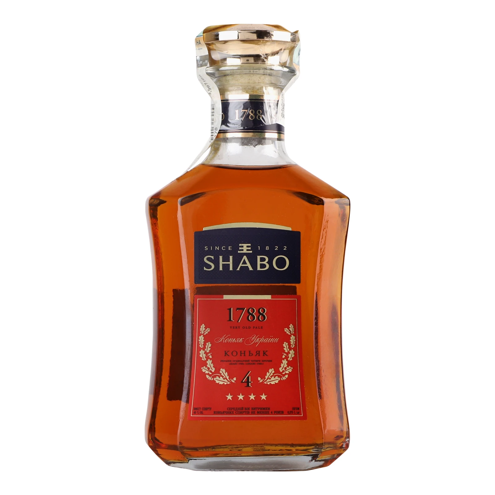 Коньяк Shabo 1788 4 зірки 40% 0.375л Фото №:1