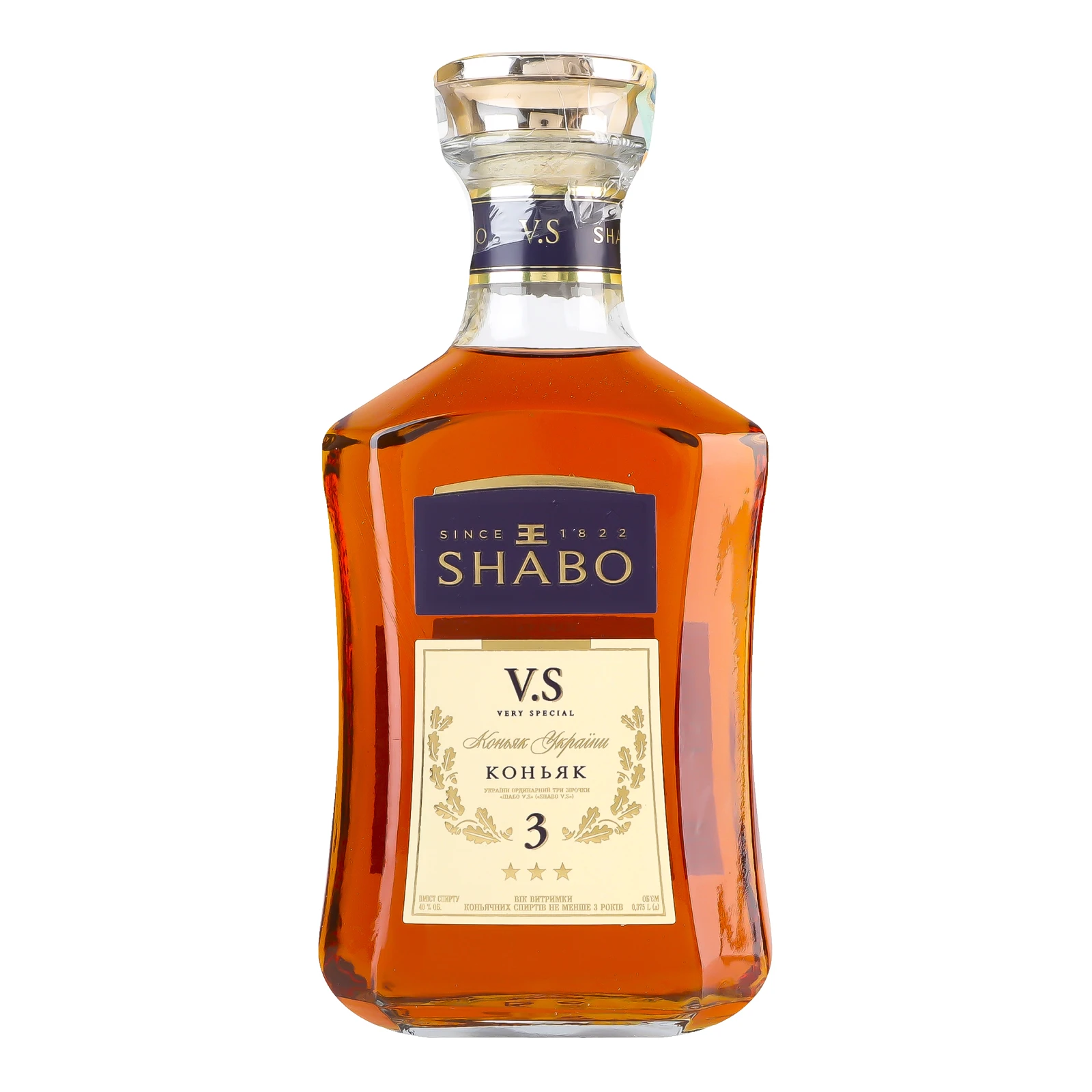 Коньяк Shabo VS 3 зірки 40% 0.375л Фото №:1