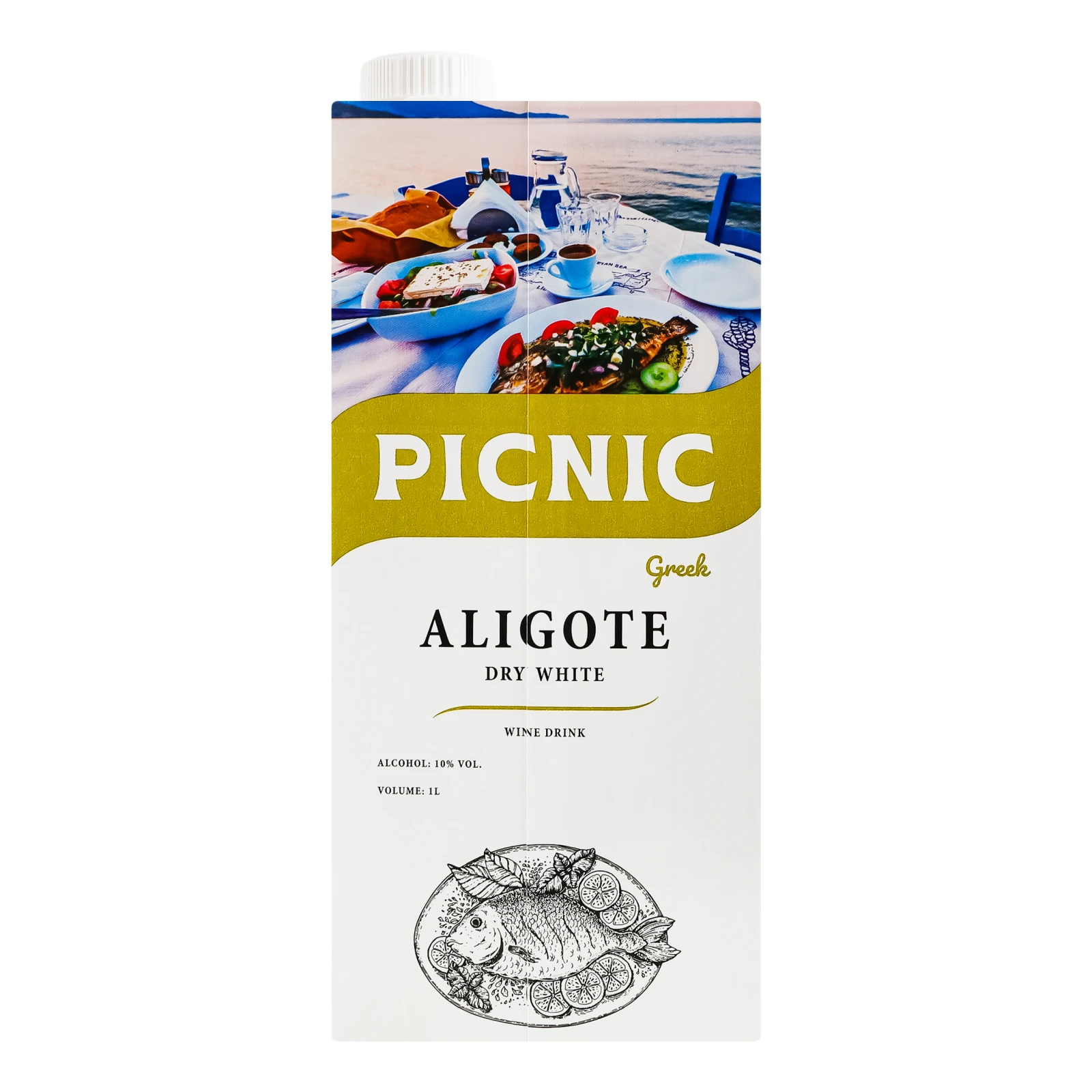 Напій алкогольний Picnic Аліготе По-Грецьки на основі вина білий сухий 10% 1л Фото №:2