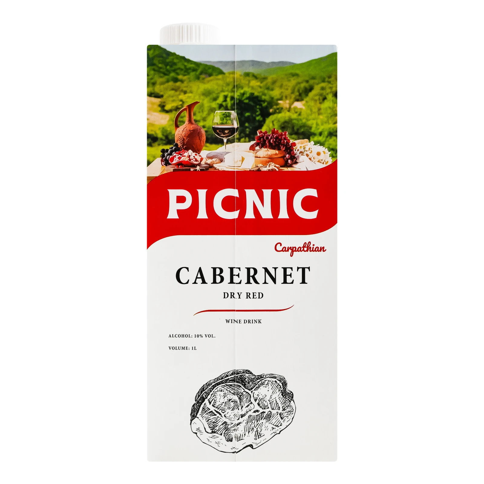 Напій алкогольний Picnic Каберне По-Карпатськи на основі вина червоний сухий 10% 1л Фото №:2