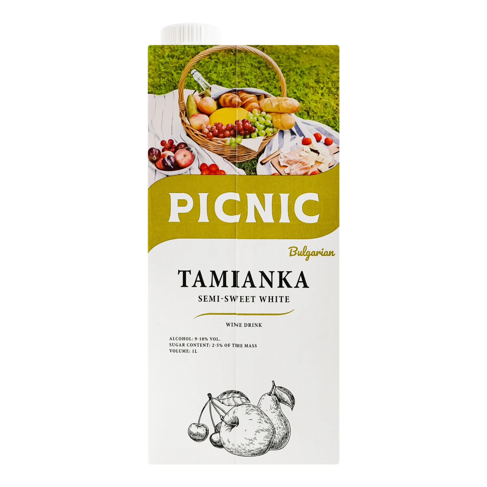 Напій алкогольний Picnic Тамянка По-Болгарськи на основі вина білий напівсолодкий 9-10% 1л фото 2