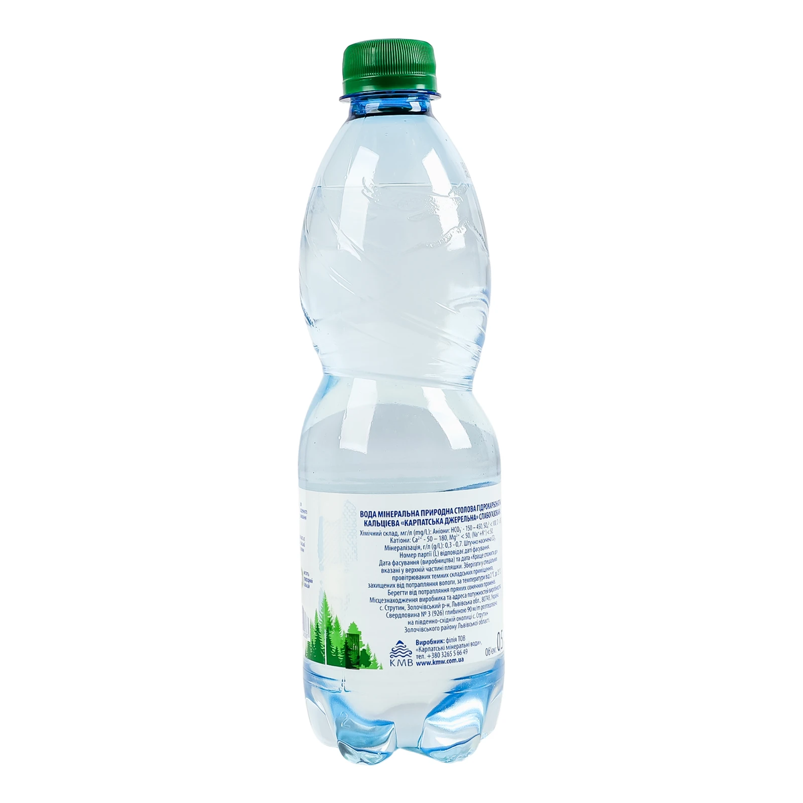 Вода мінеральна Карпатська джерельна природна столова гідрокарбонатна кальцієва слабогазована 500мл Фото №:2