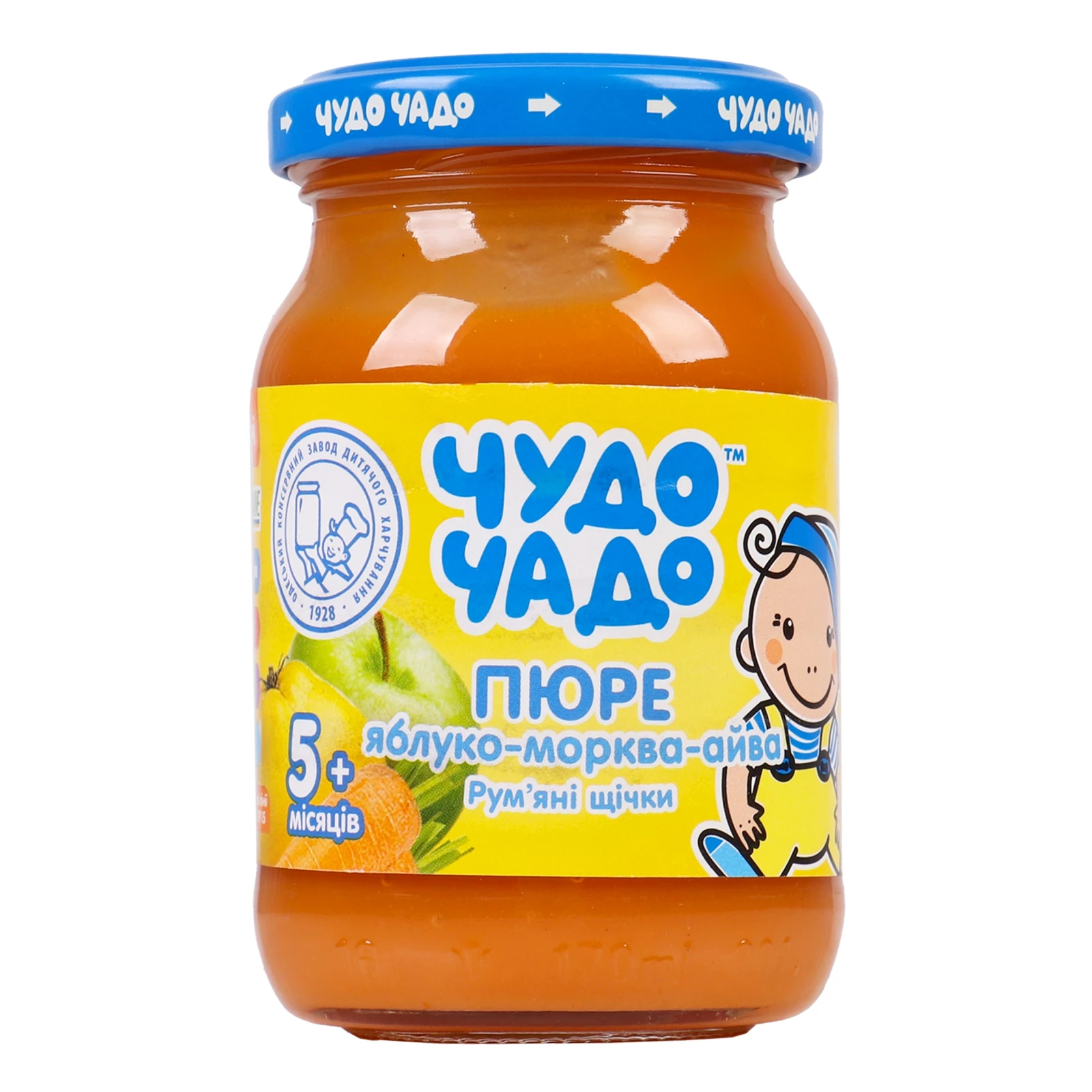 Пюре Чудо-Чадо з цукром та вітаміном С Яблуко-Морква-Айва для дітей від 4-х місяців 170г Фото №:1