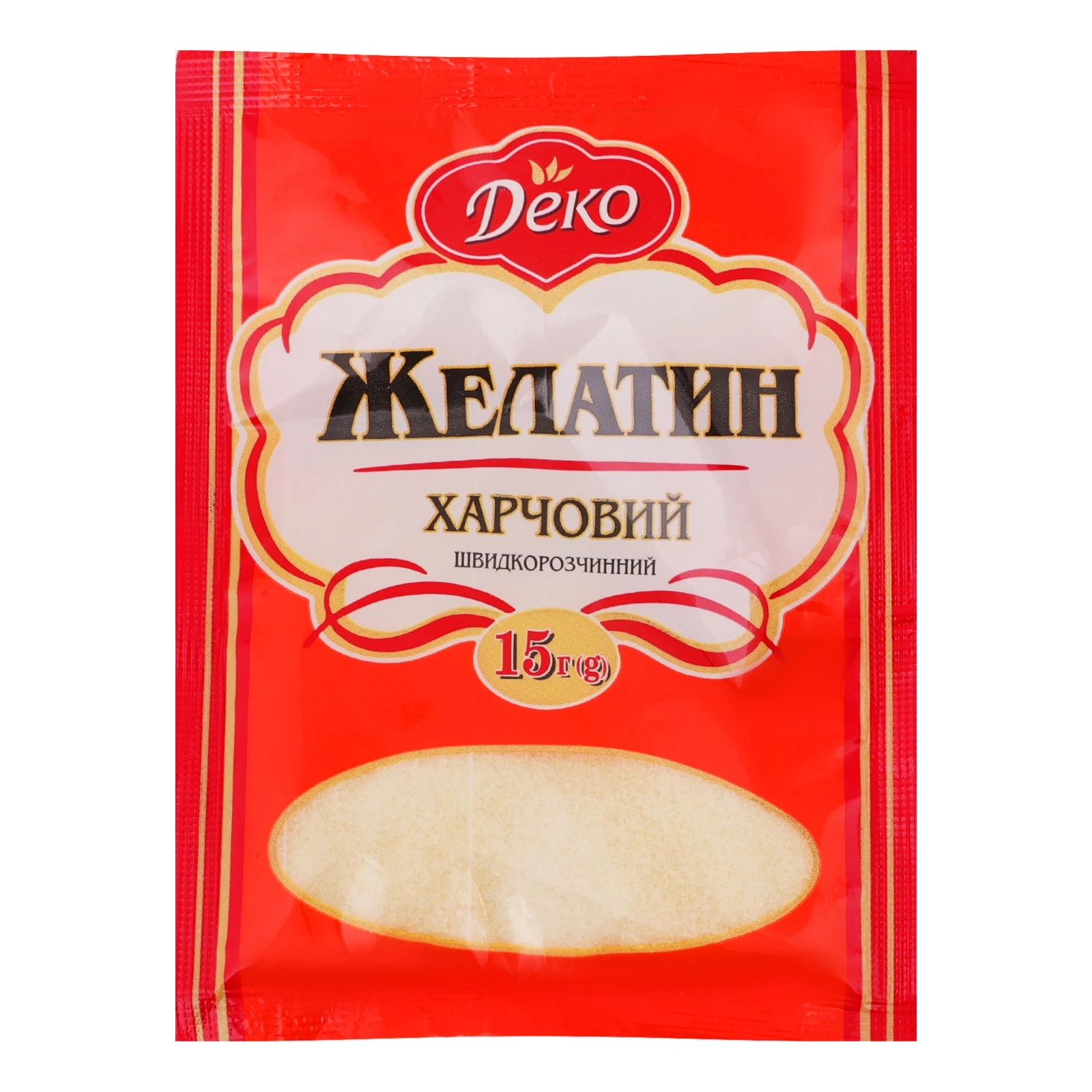 Желатин Деко харчовий швидкорозчинний 15г Фото №:1