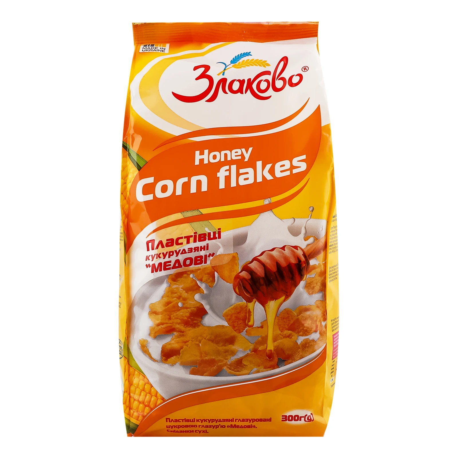 Сніданок сухий Злаково пластівці кукурудзяні глазуровані цукровою глазур'ю Медові 300г Фото №:1
