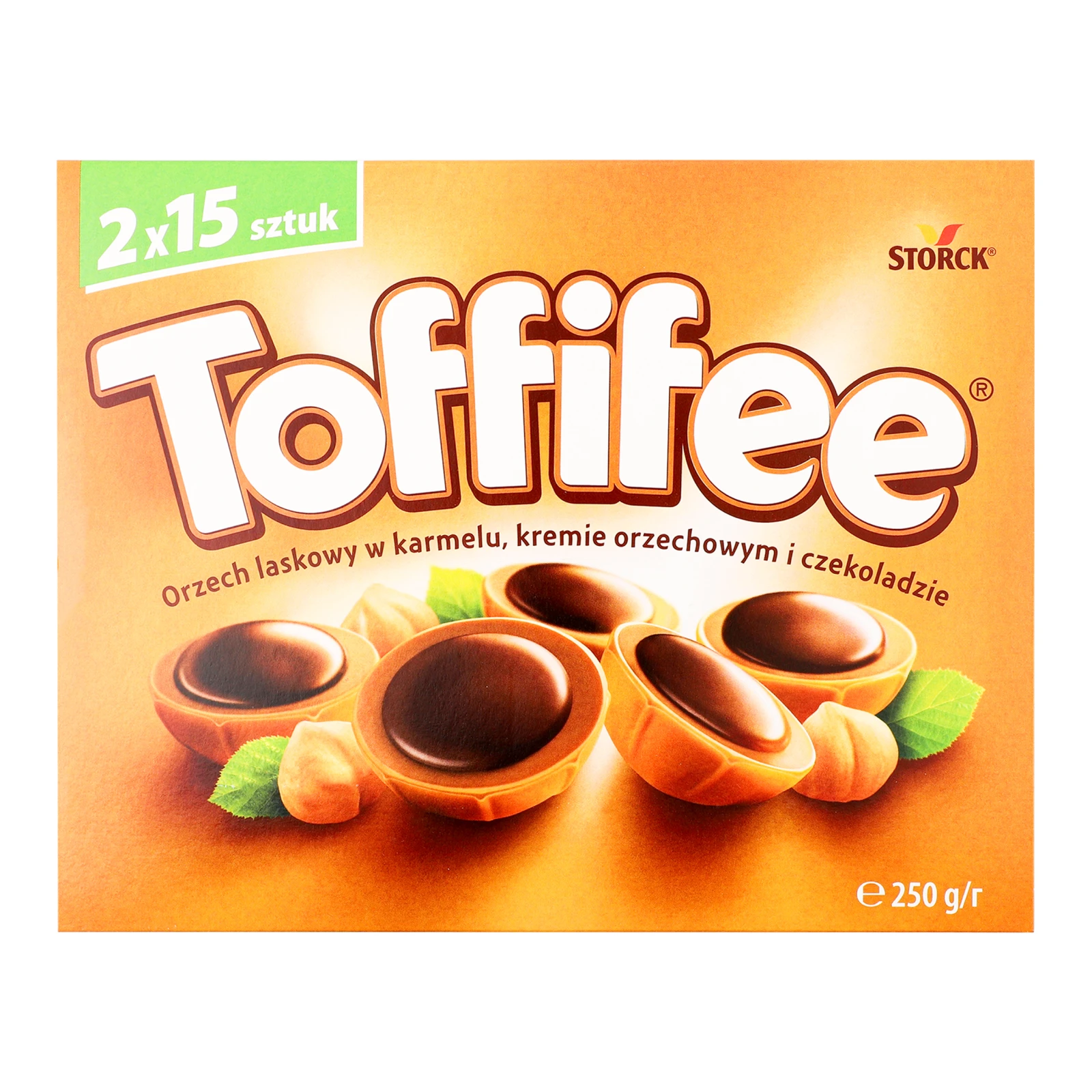 Цукерки Toffifee з лісовим горіхом в карамельній чашечці з горіховим кремом і шоколадом 250г Фото №:1