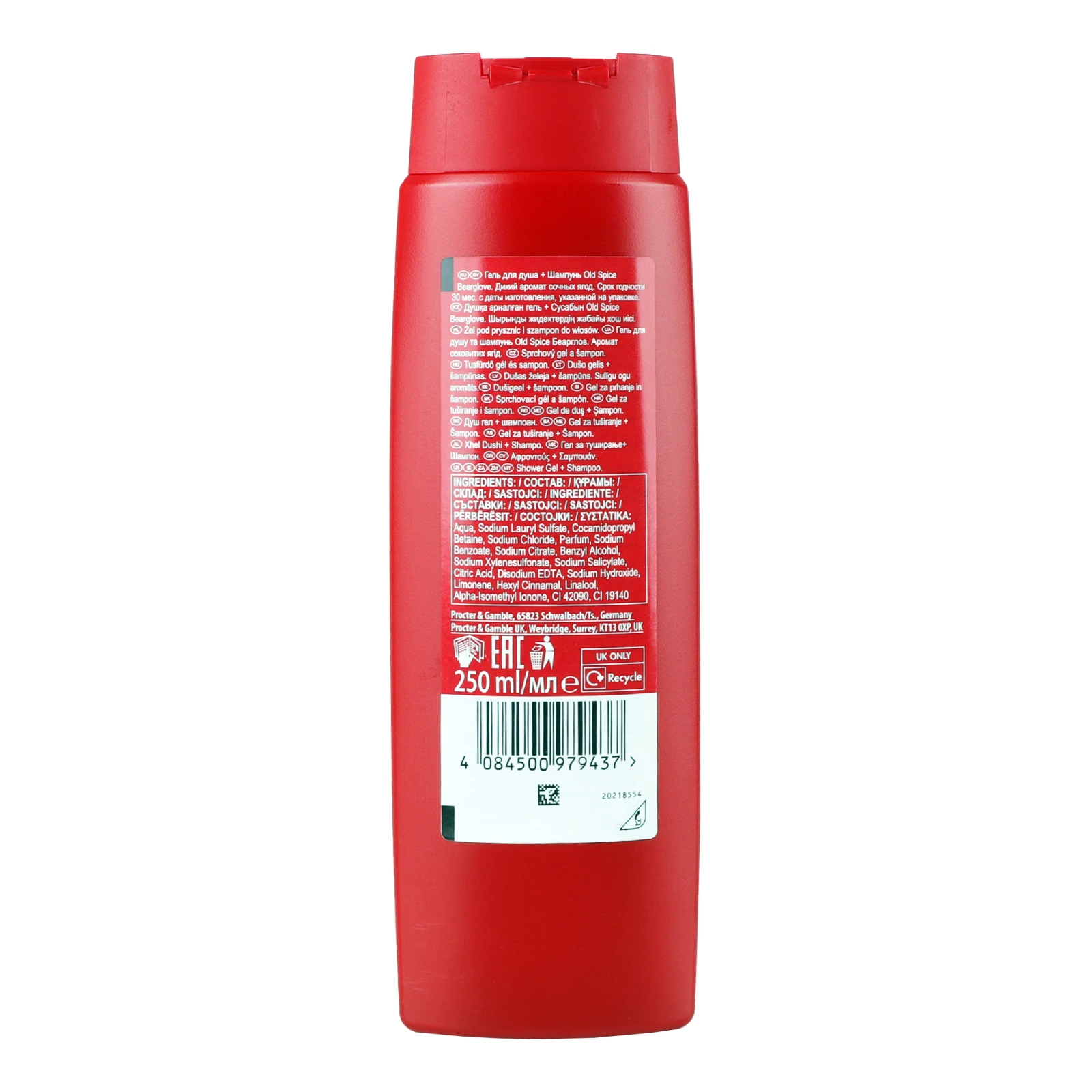 Гель для душу та шампунь Old Spice Bearglove 3in1 250мл Фото №:2