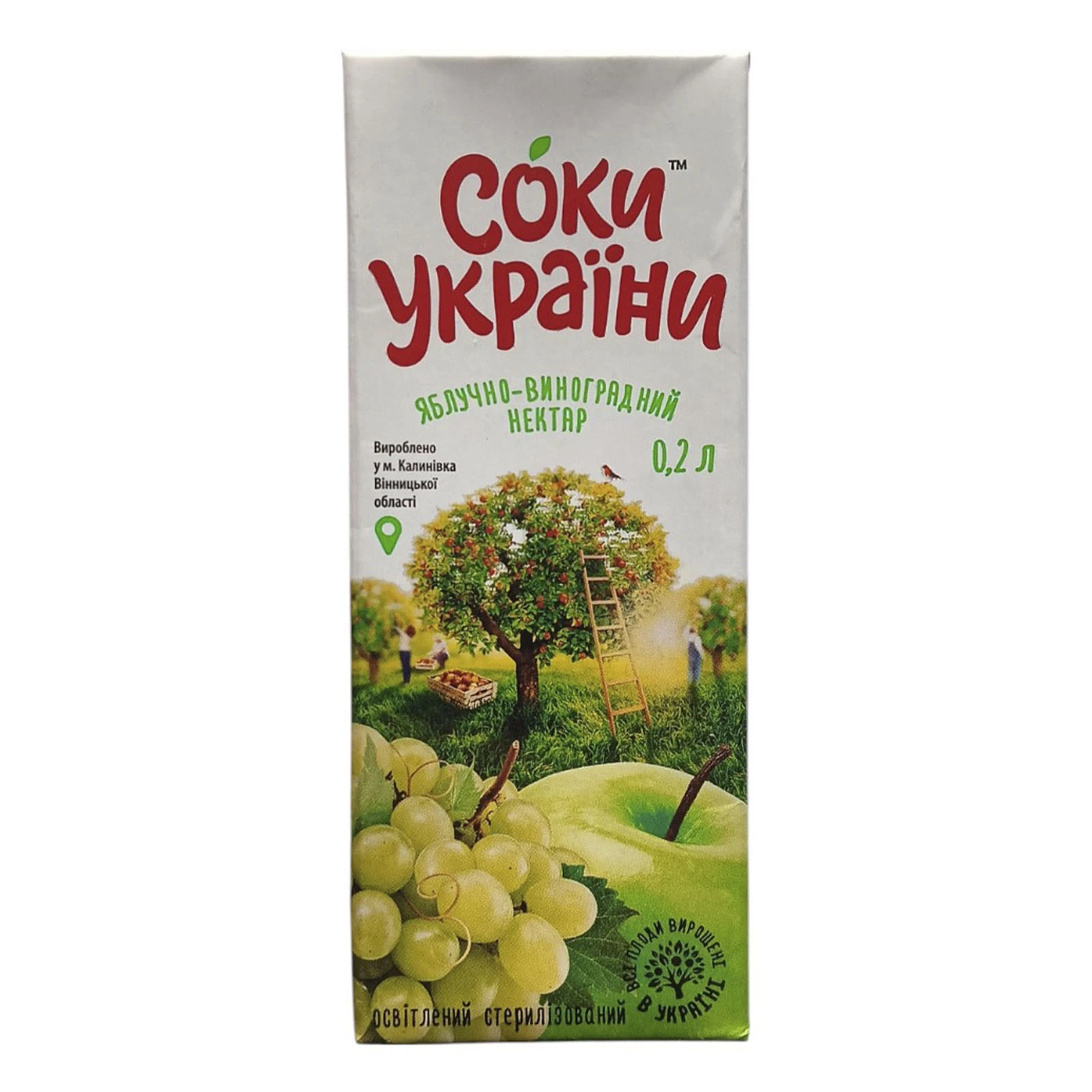 Нектар Соки України яблучно-виноградний 200мл Фото №:1