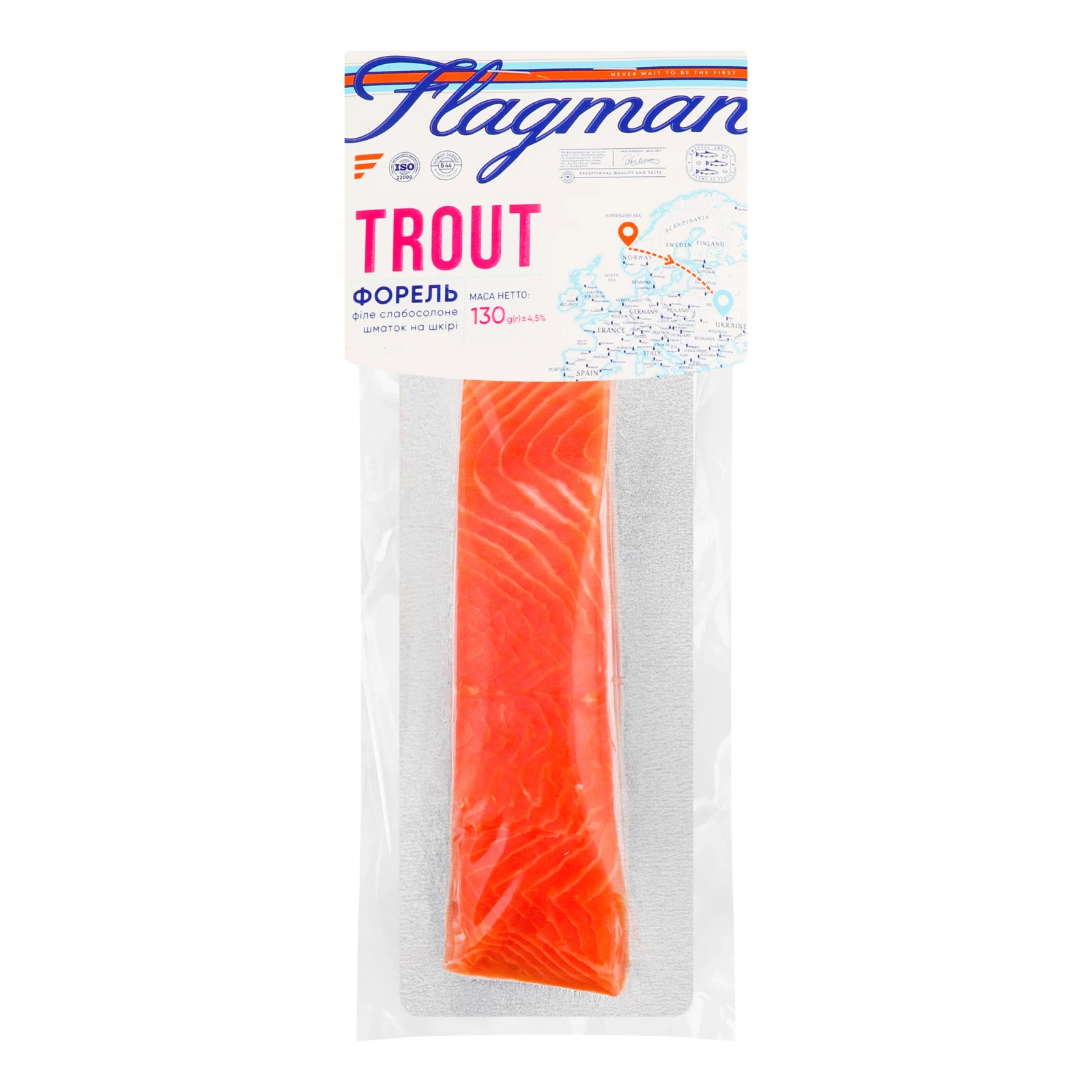 Форель Flagman слабосолена філе-шматок на шкірі 130г Фото №:1