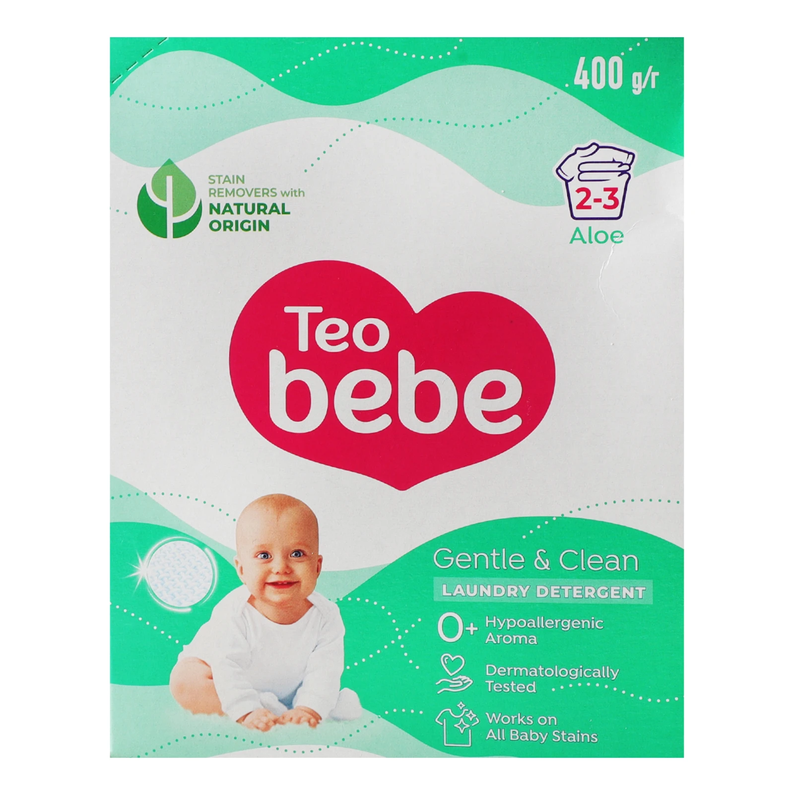 Засіб мийний Teo Bebe Gentle&Clean Aloe порошкоподібний для прання дитячих речей 400г Фото №:1