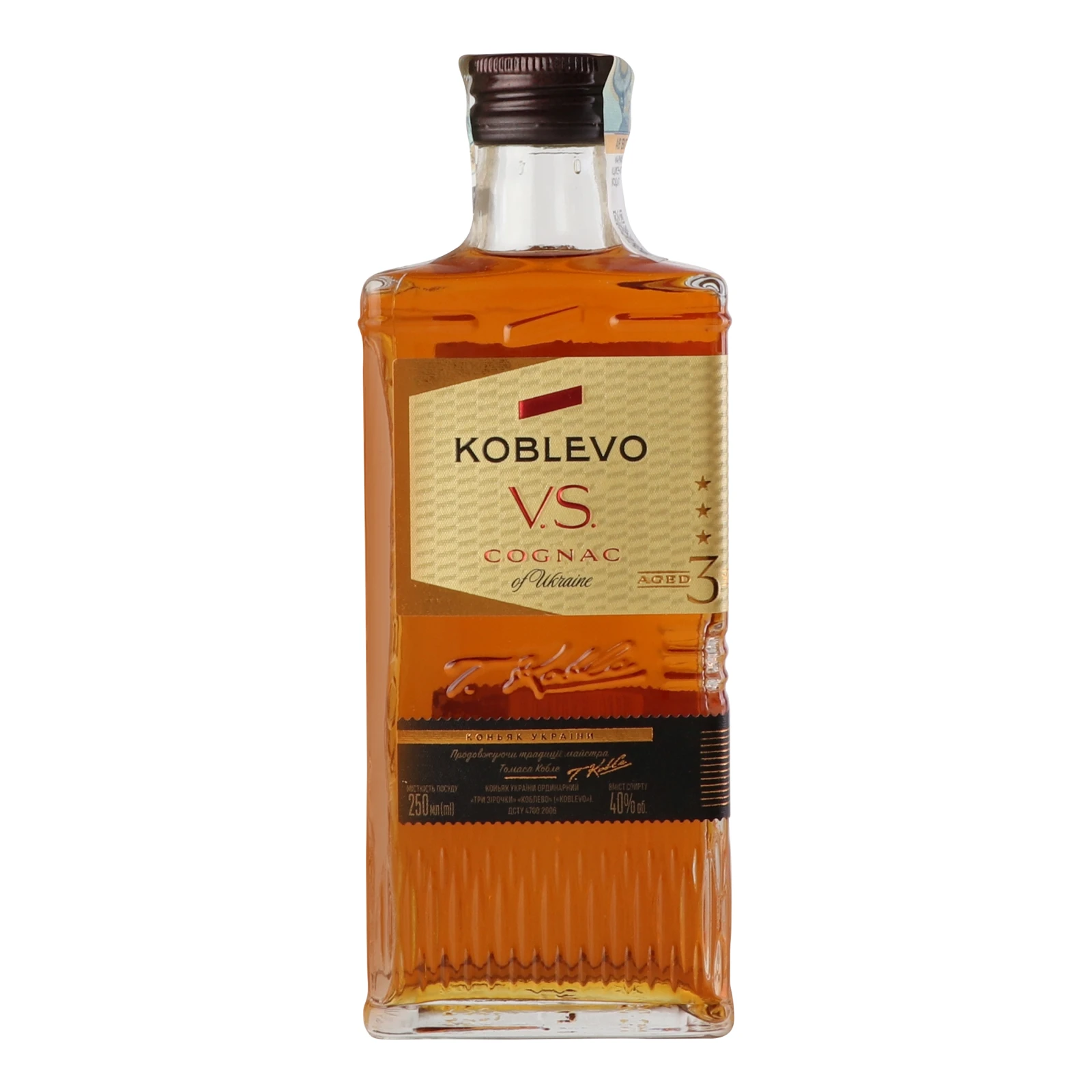 Коньяк Koblevo VS 3 зірки ординарний 40% 0.25л Фото №:1