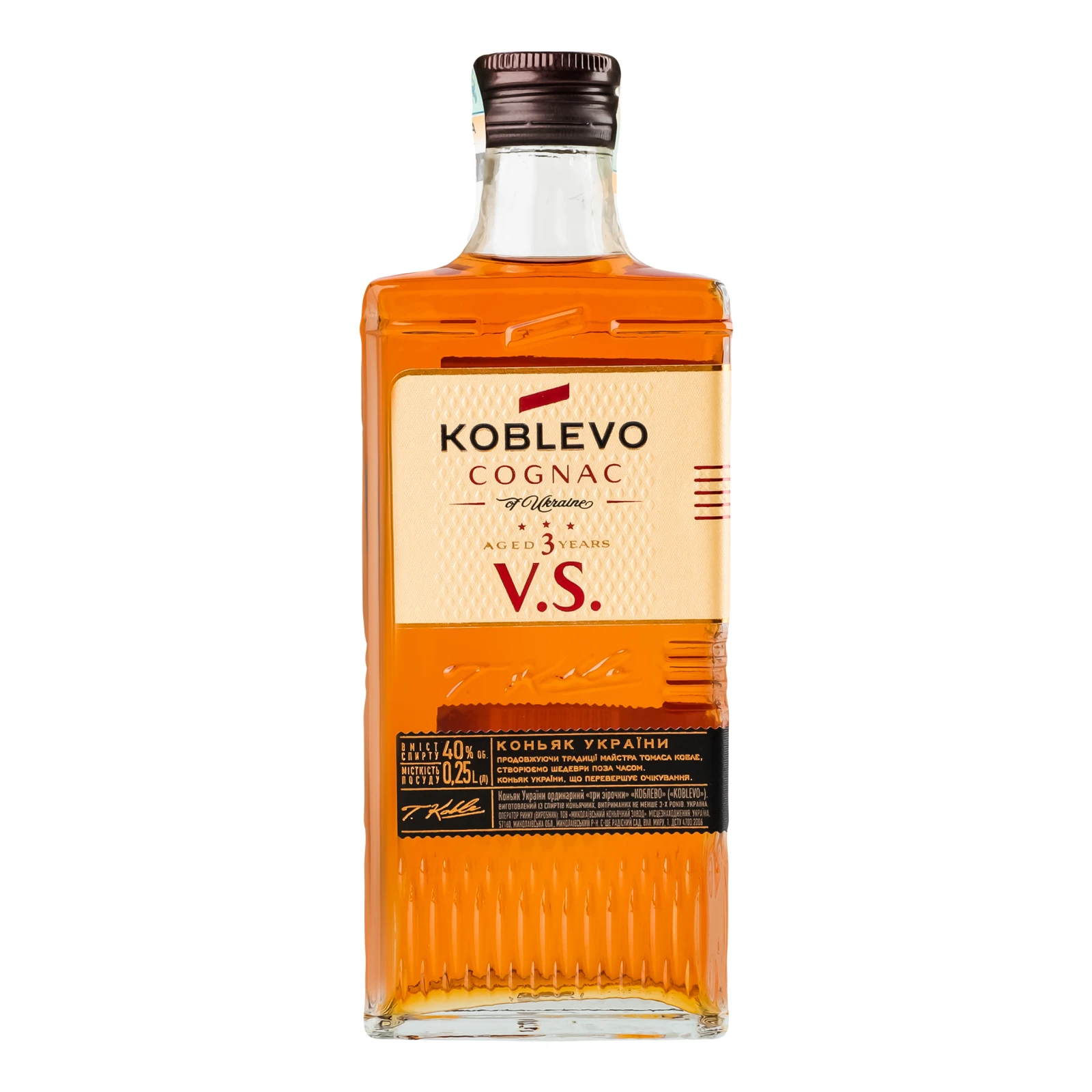 Коньяк Koblevo VS 3 зірки ординарний 40% 0.25л Фото №:1