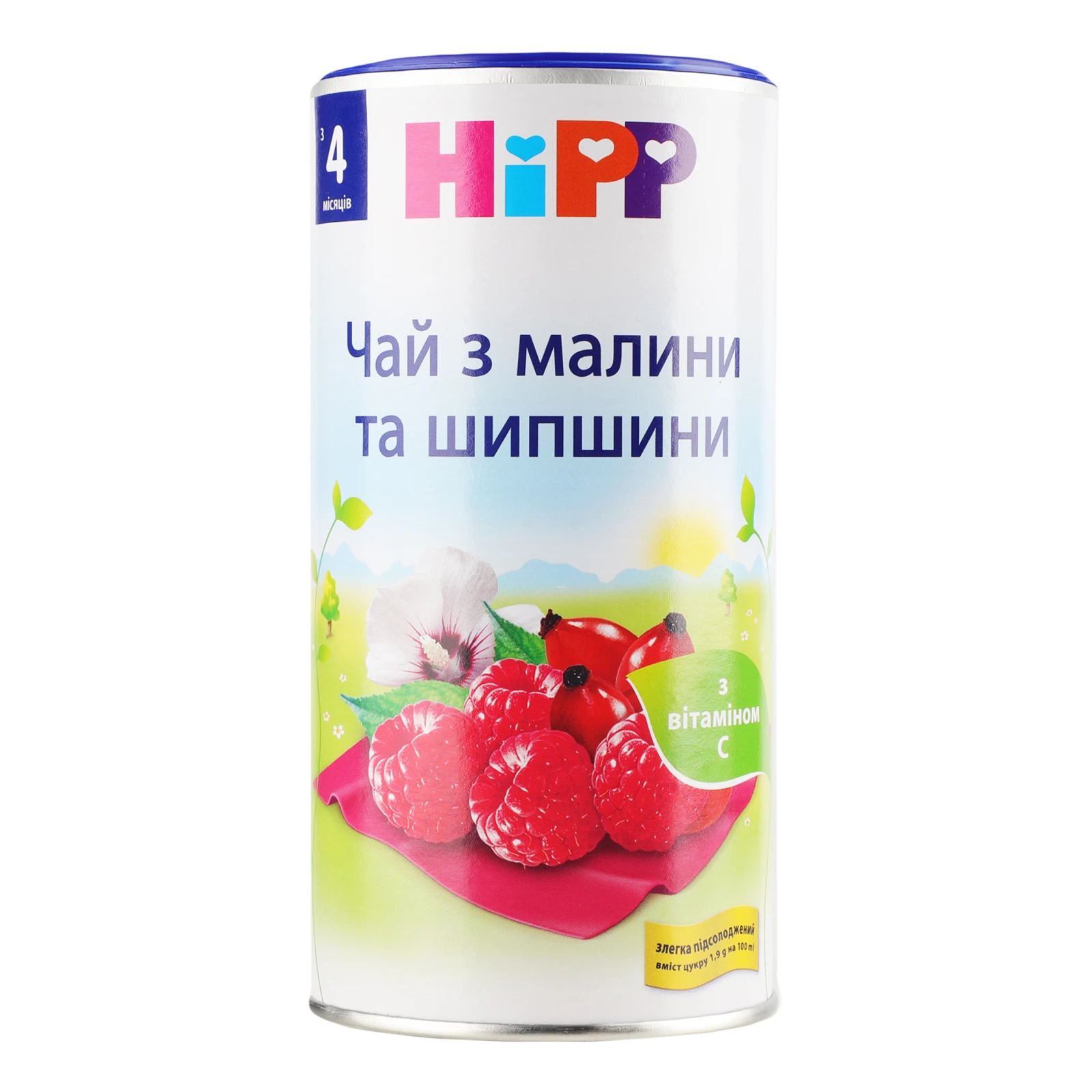 Чай Hipp сухий швидкорозчинний з малини та шипшини для дітей від 4-х місяців 200г