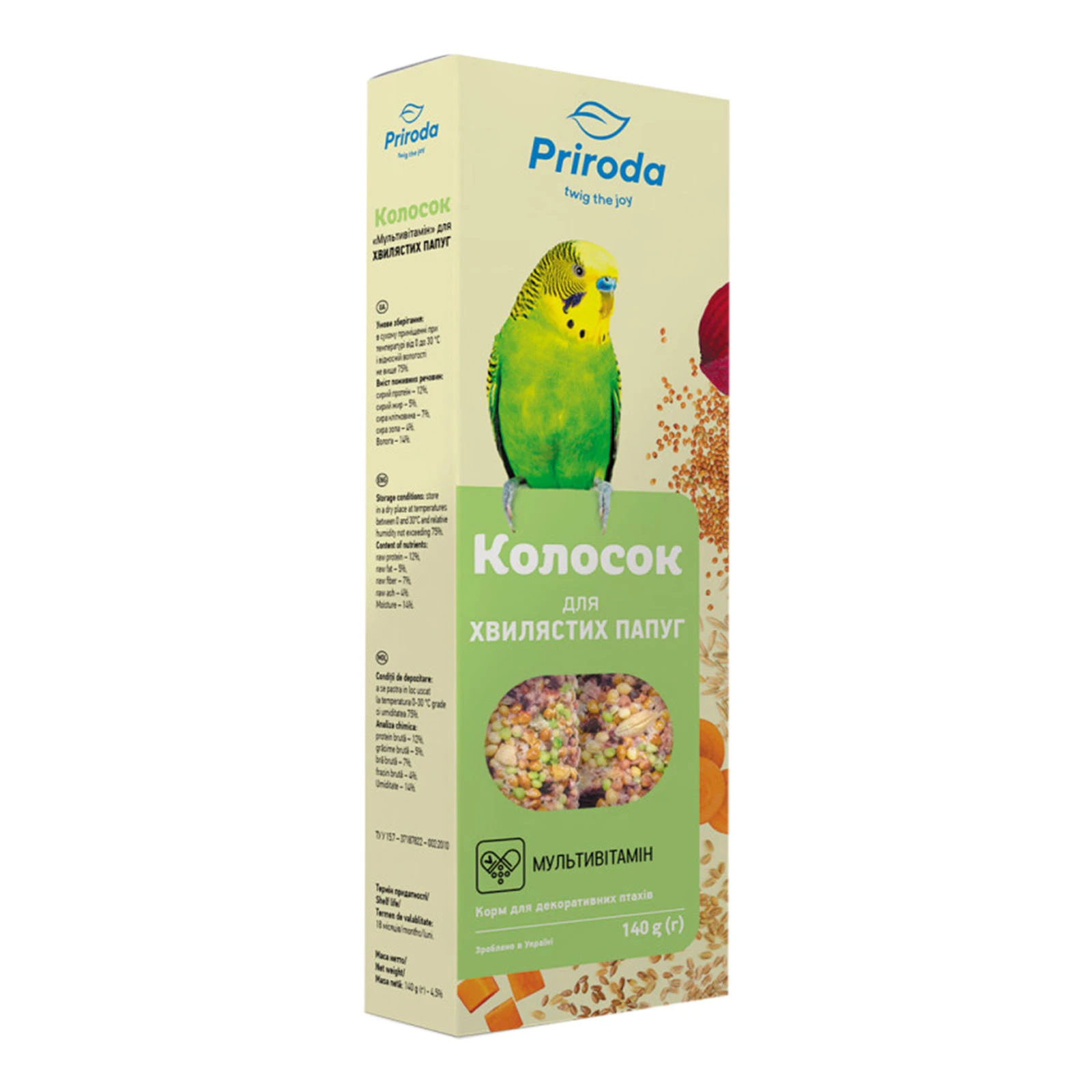 Корм Природа 140г д/папуг Колосок мультивітамін