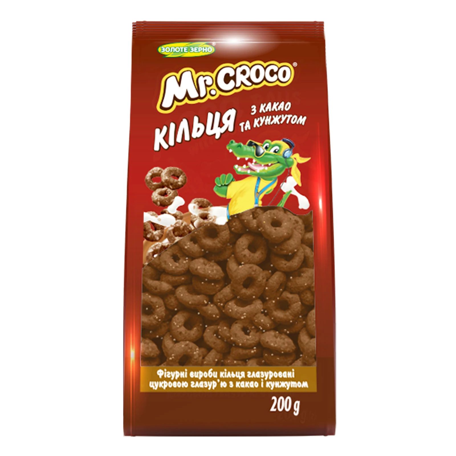 Сніданок сухий Mr.Croco кільця глазуровані цукровою глазур'ю з какао і кунжутом 200г Фото №:1