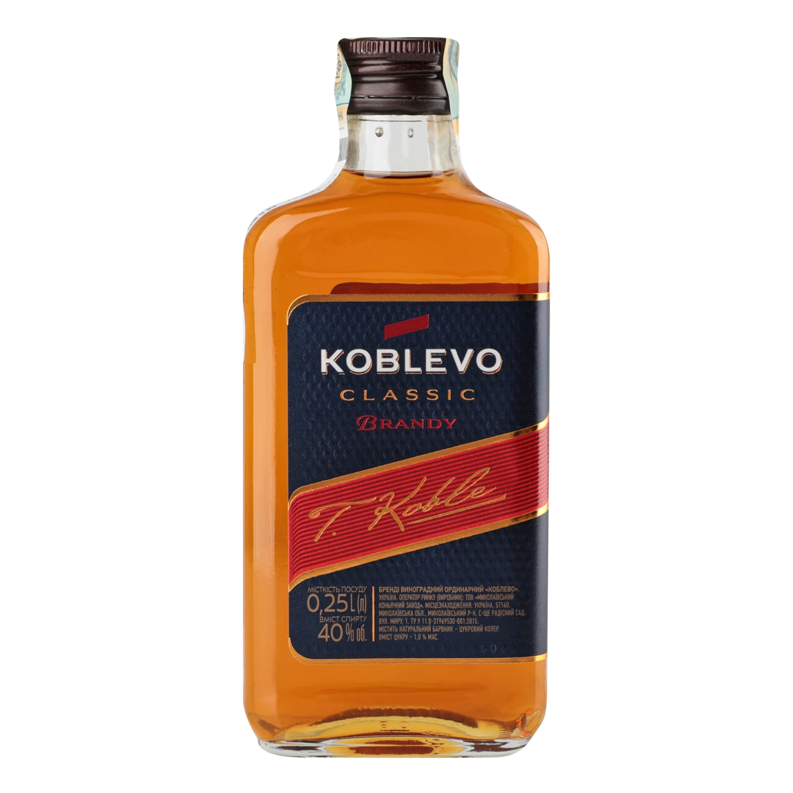 Бренді Koblevo Classic виноградний ординарний 40% 0.25л Фото №:1