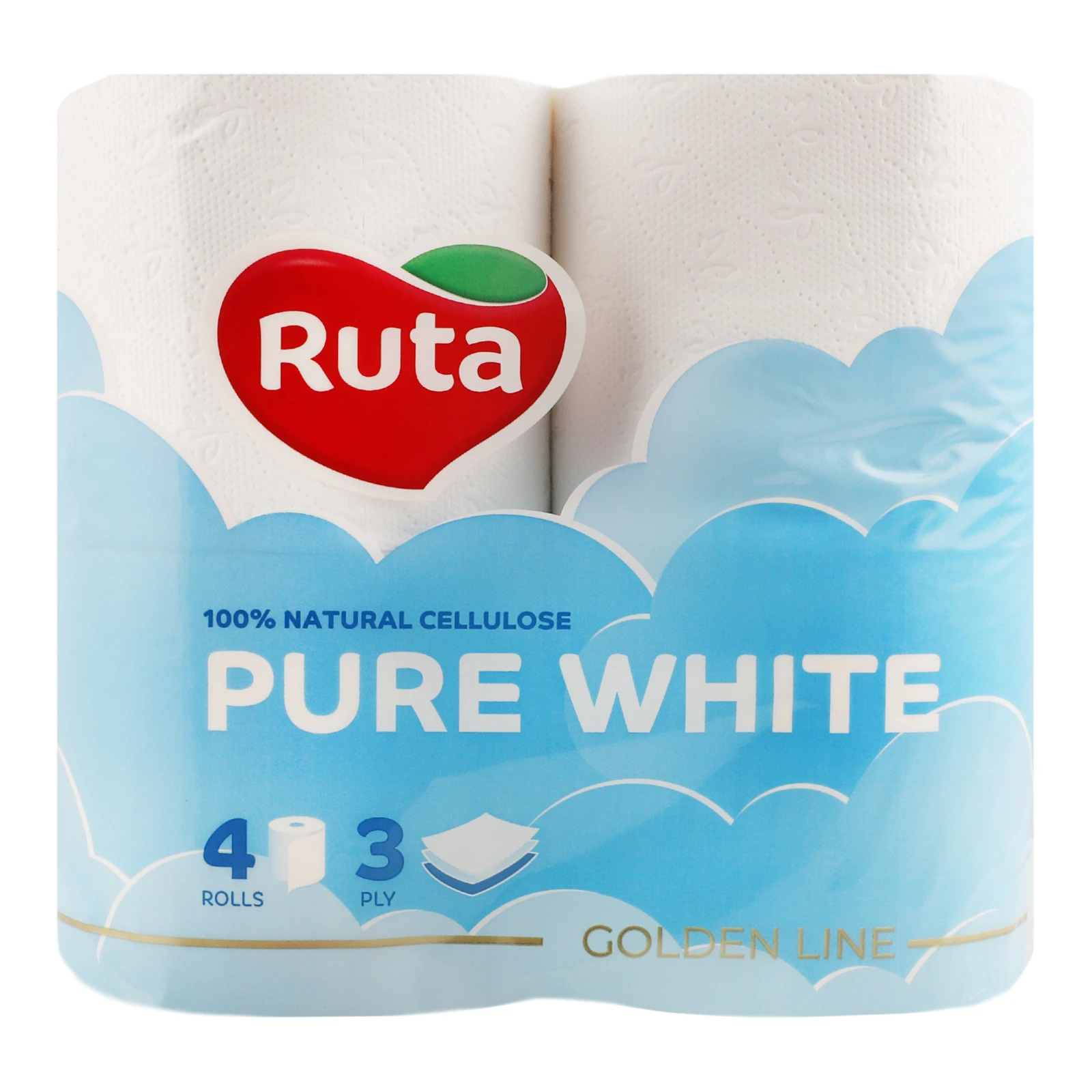 Папір туалетний Ruta Golden line Pure White 3-х шаровий 150 листів 4шт Фото №:1