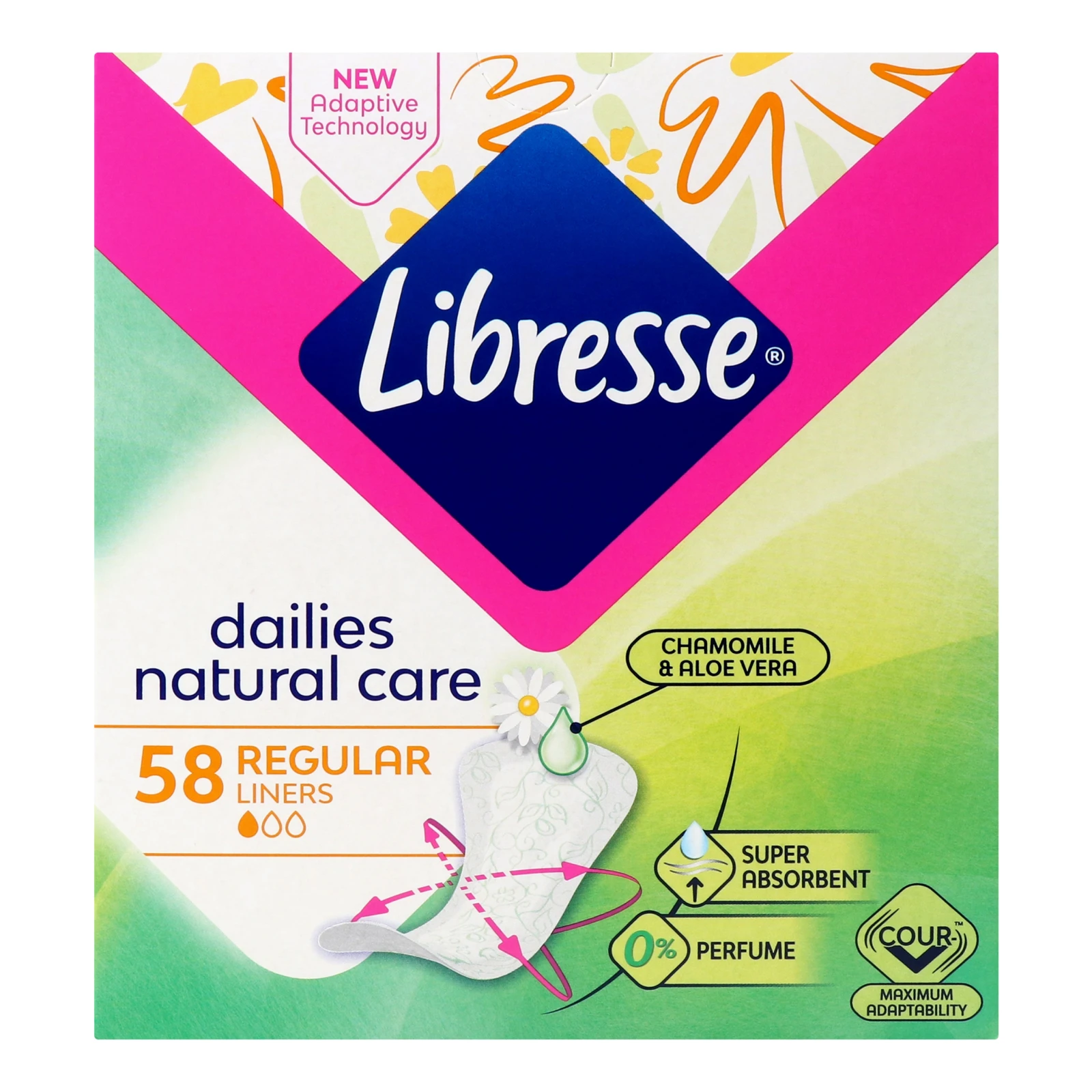 Прокладки щоденні Libresse Natural Сare Regular гігієнічні 58шт/уп Фото навігації №:1