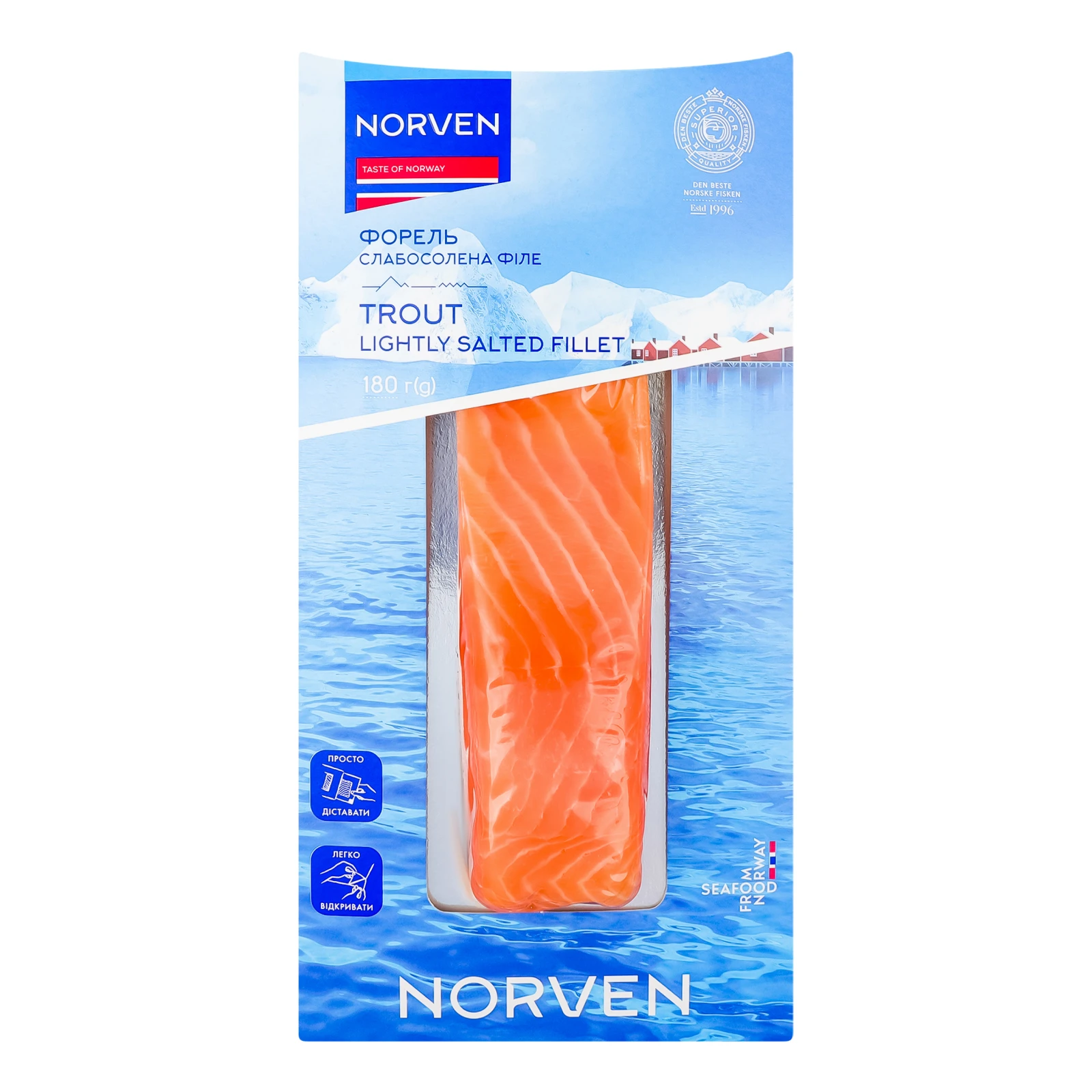 Форель Norven слабосолена філе-шматок на шкірі 180г Фото №:1