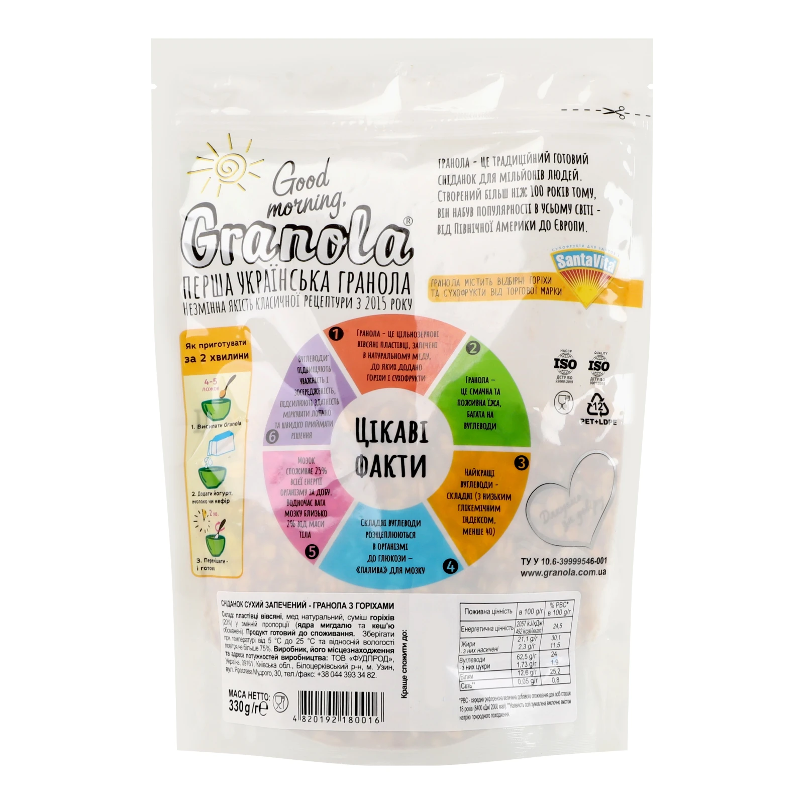 Гранола Good morning, Granola Горіхи 330г Фото №:2