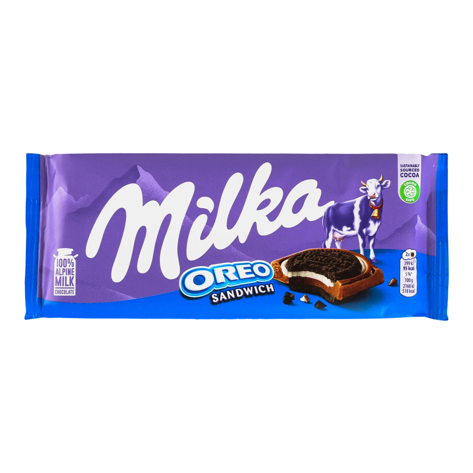 Шоколад Milka молочний з круглим печивом Oreo з начинкою зі смаком ванілі 92г Фото №:1