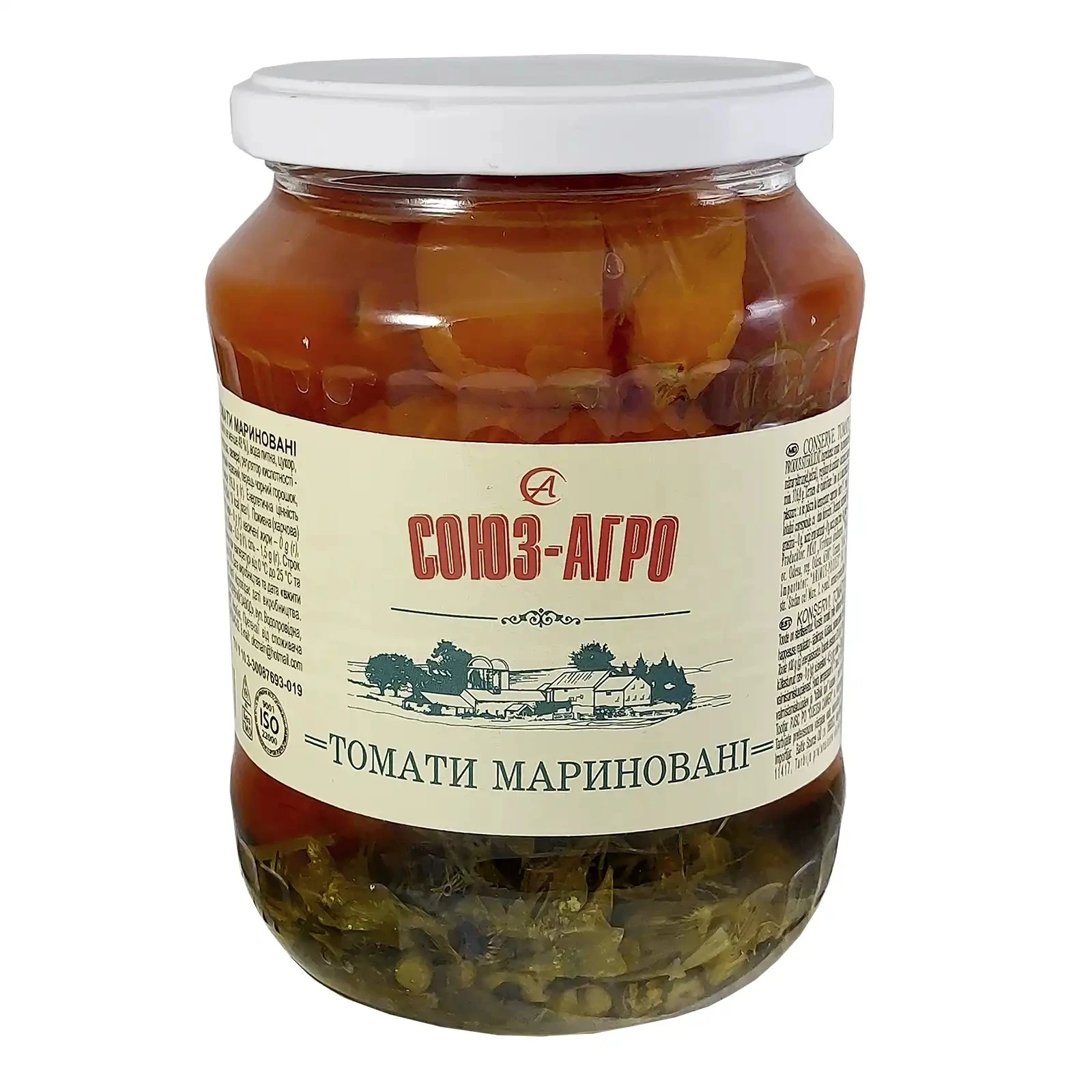 Томати Союз-Агро мариновані з зеленню твіст 660г Фото №:1