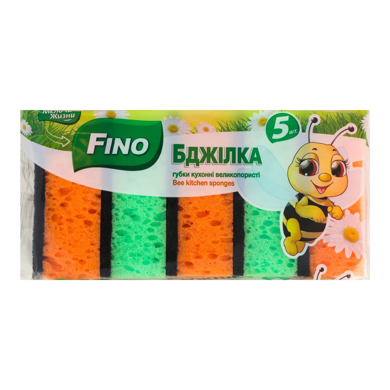 Губки Fino кухонні Бджілка великопористі 5+1шт Фото навігації №:1